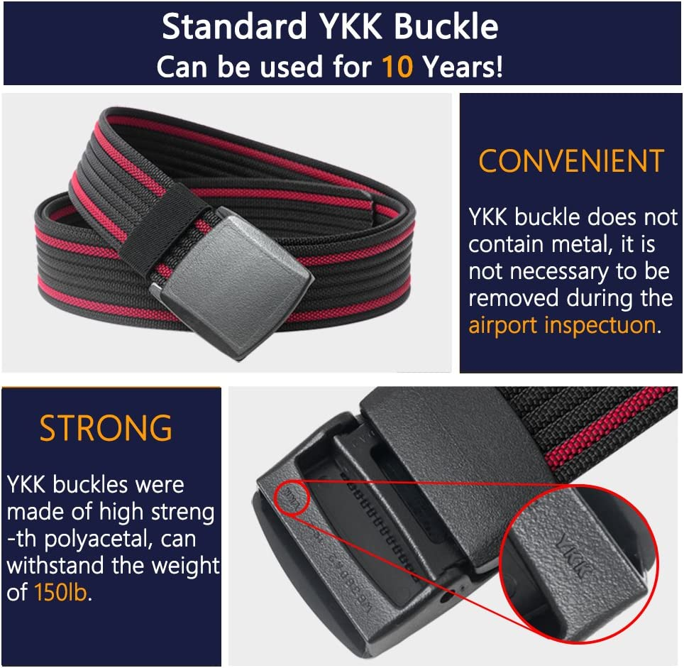 Men'S Nylon Belt, Military Tactical Belt with YKK Plastic Buckle, Durable Breathable Canvas Belt for Work Outdoor Cycling Hiking Skiing, Adjustable for Waist 27-49" [53"Long1.5"Wide]