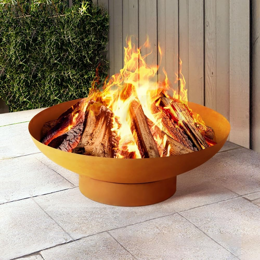 Grillz 80Cm Fire Pit Bowl Campfire Rustic Iron Outdoor Wood Burner Fireplace