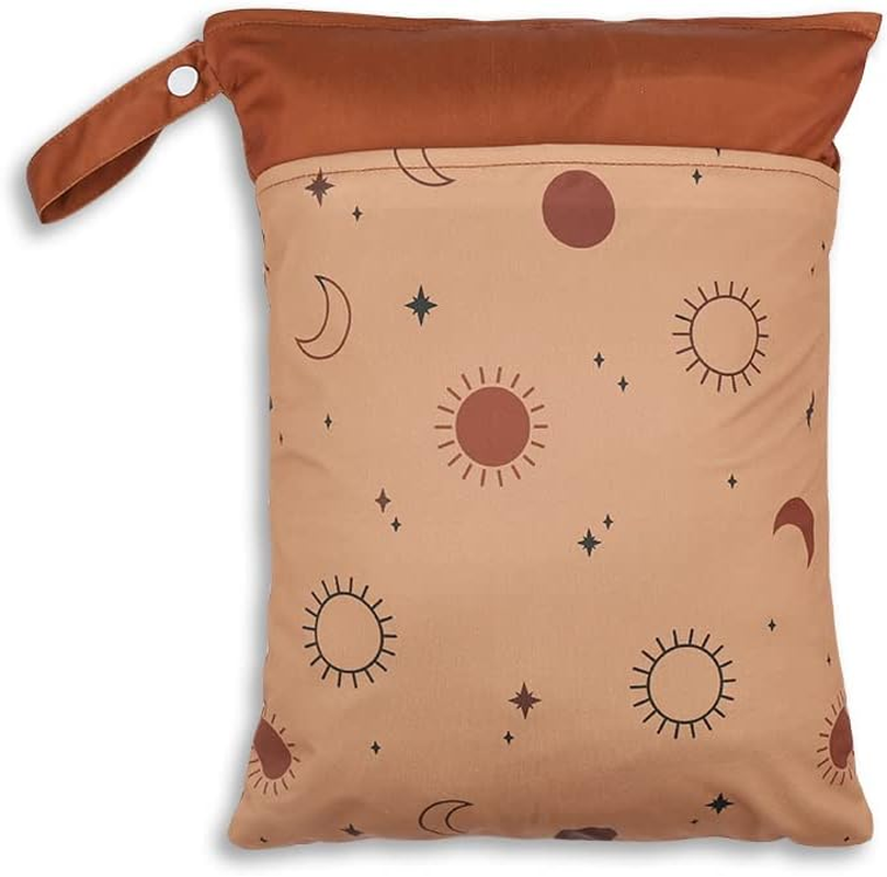 Wet Dry Bags for Baby Cloth Diapers & Breast Pump Parts, Waterproof Reusable Wet Bag with Two Zippered Pockets & Handle, Beach Pool Gym Bag Stroller Yoga Toiletries Daycare Organizer