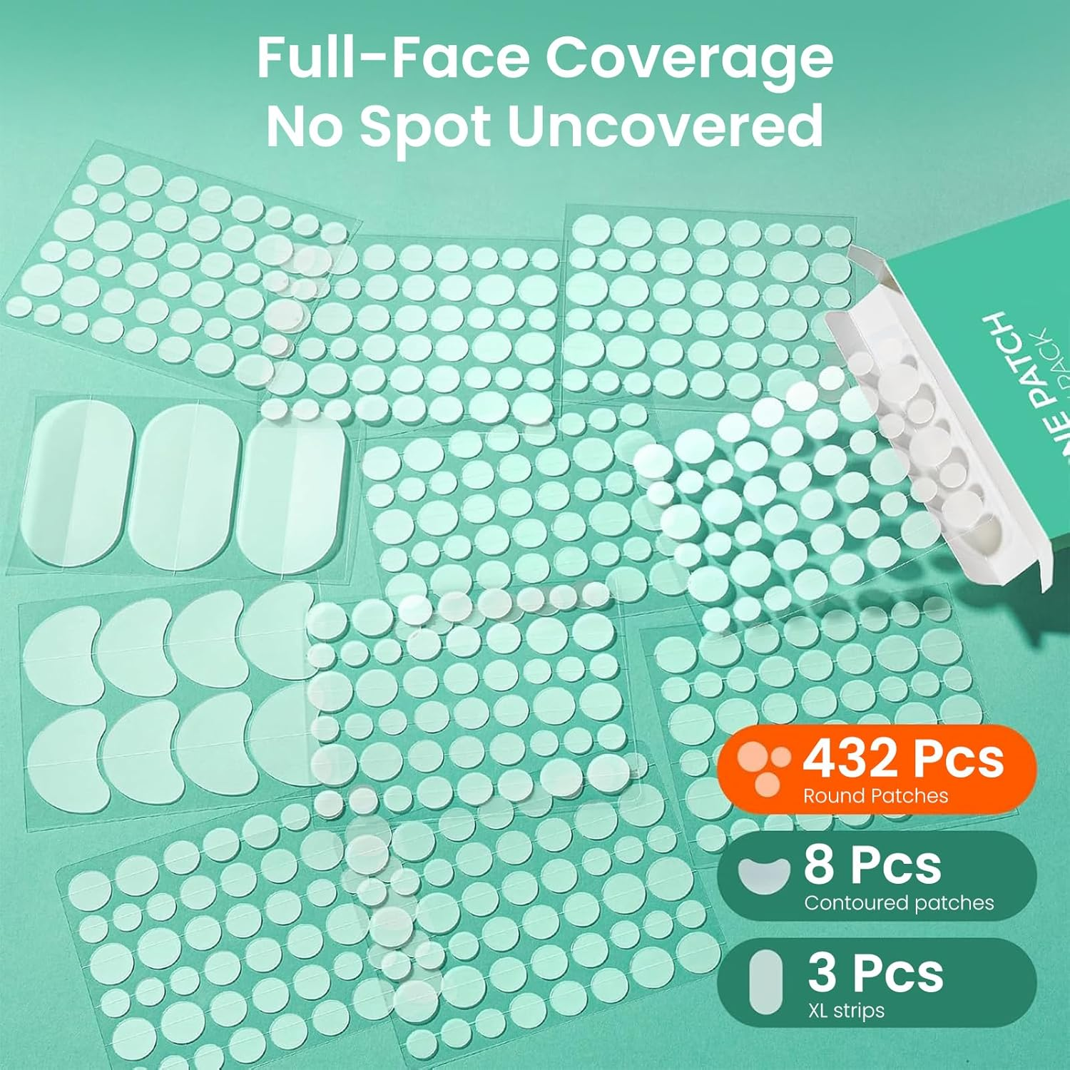 Nozibye 443Pcs Acne Patch Translucent Hydrocolloid Pimple Patches for Full-Face Blemish Care-Gently Absorbs Gunk- Strong Adhesion-Shields Skin-Ultra-Thin & Cozy-Day & Night Use - Sensitive Skin Safe - Premium Hydrocolloid - 5 Size Pack