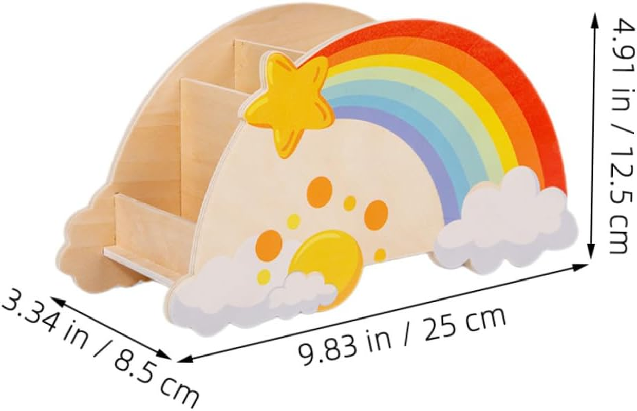 ARTIBETTER Rainbow Wooden Pen Holder Pencil Organizer for Boys and Girls Classroom School Makeup Brush Storage Cute Desktop Stationery Organizer image number 2