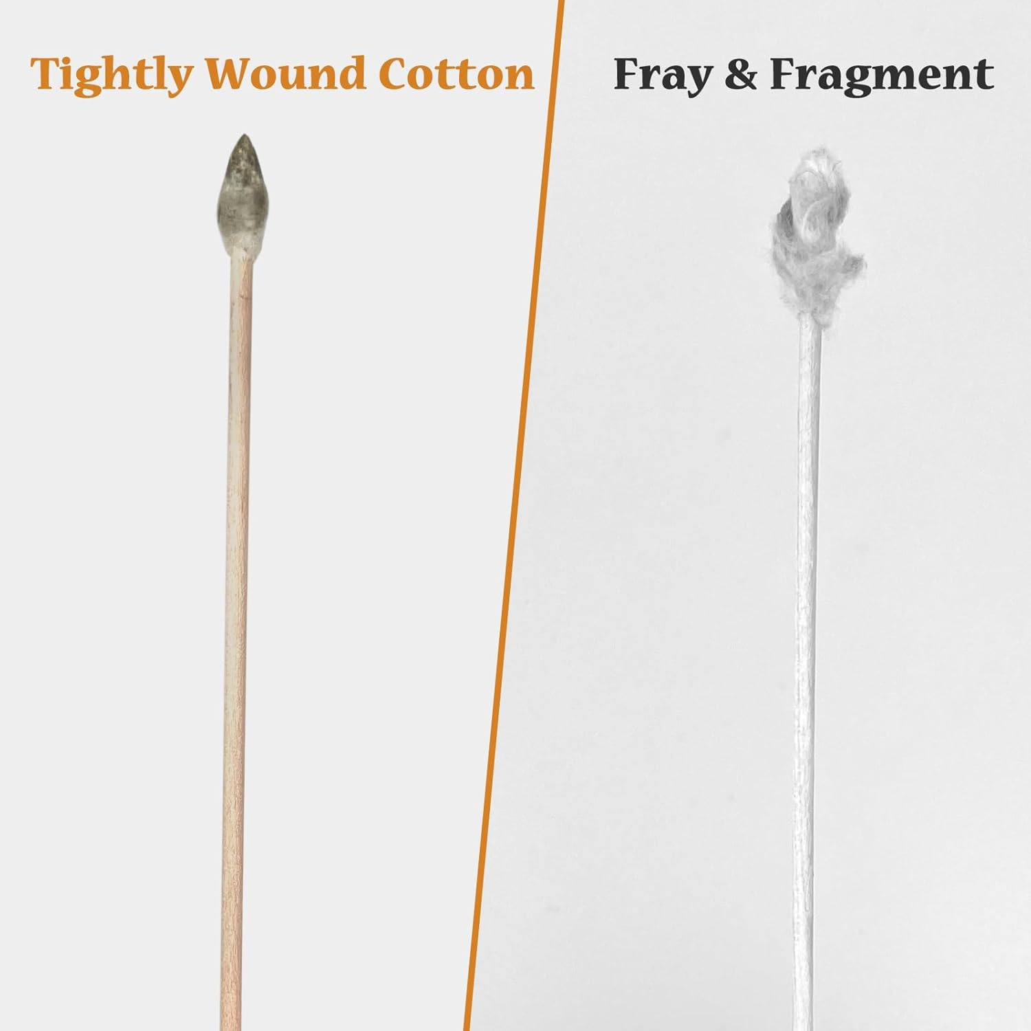 200 PCS Gun Cleaning Swabs - 100 round Tip + 100 Pointed Tip 6" Lint-Free Long Cotton Swabs with Bamboo Handle, Professional Firearm Maintenance Kit for Precision Electronics Instruments image number 2