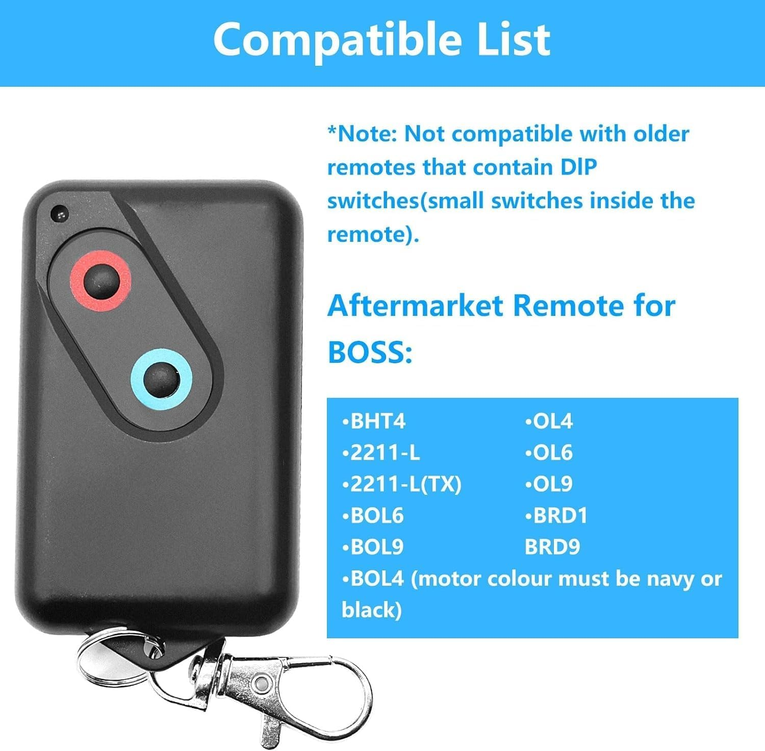 Garage Remote Replacement for BOSS BHT4 2211-L 2211-L (TX) 303Mhz Garage Door Remote Compatible with BOL4 BOL6 BOL9 OL4 OL6 OL9 BRD1 BRD9 Garage Door Opener image number 2