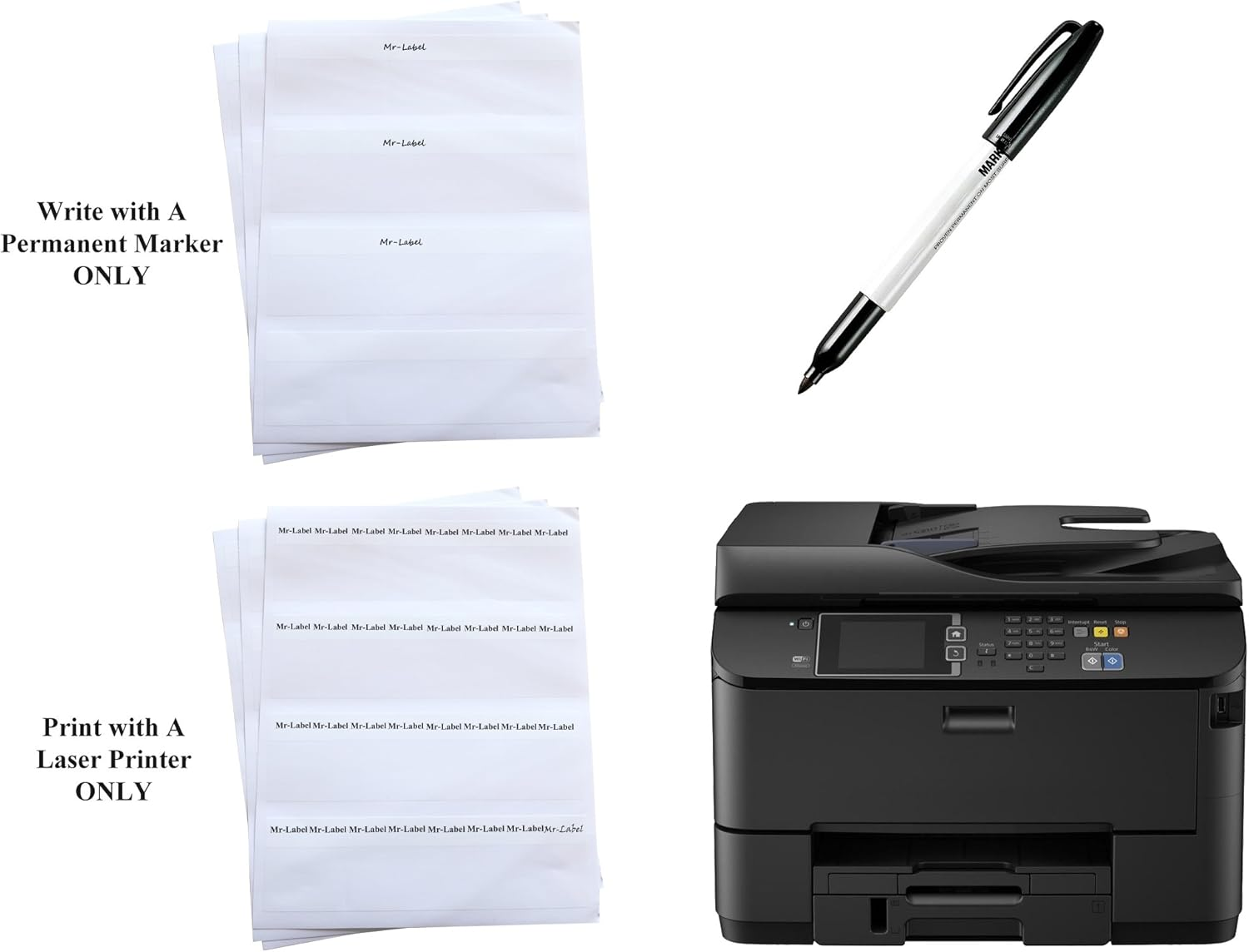 Mr-Label Self-Laminating Wrap around Cable Labels - Letter Sheet Laser Printer Only - for Wire Marking Identification (25 Sheets (800 Labels), 5 Assorted Color) image number 6