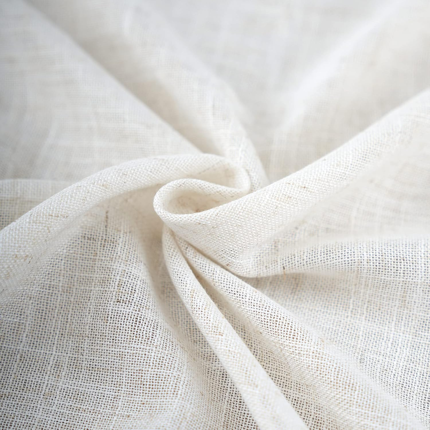 VOILYBIRD Natural Linen Semi Sheer Curtains Tab Top Light Filtering Elegant Curtains & Drapes for Bedroom 52 X 63 Inch Length, Set of 2 Panels image number 1