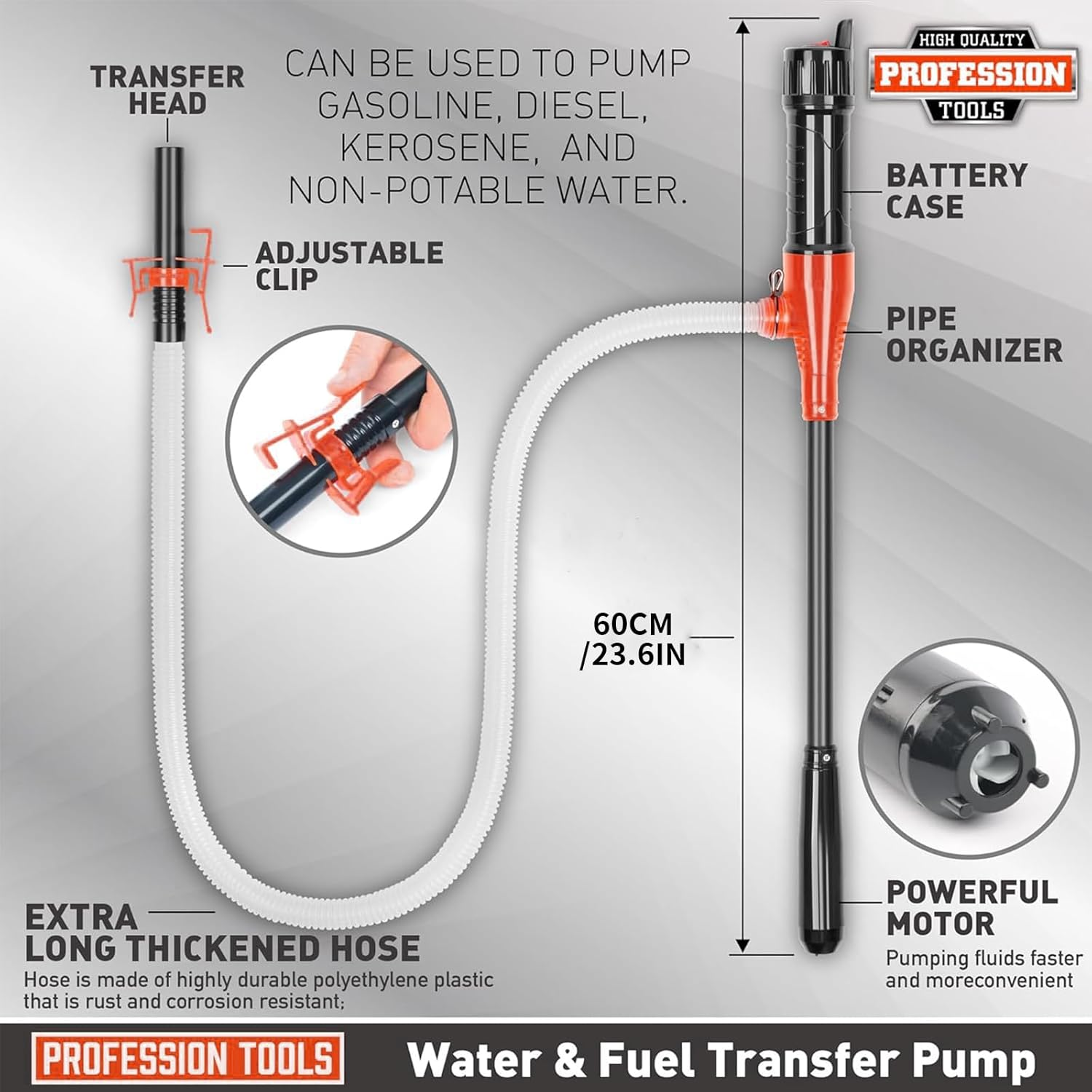 Qioon Fuel Transfer Battery-Operated Siphon Pump for Gas, Diesel, and Water, 2.4 GPM Flow, Portable Multi-Use Hand Fuel Transfer Pump for Easy Oil Extraction image number 1