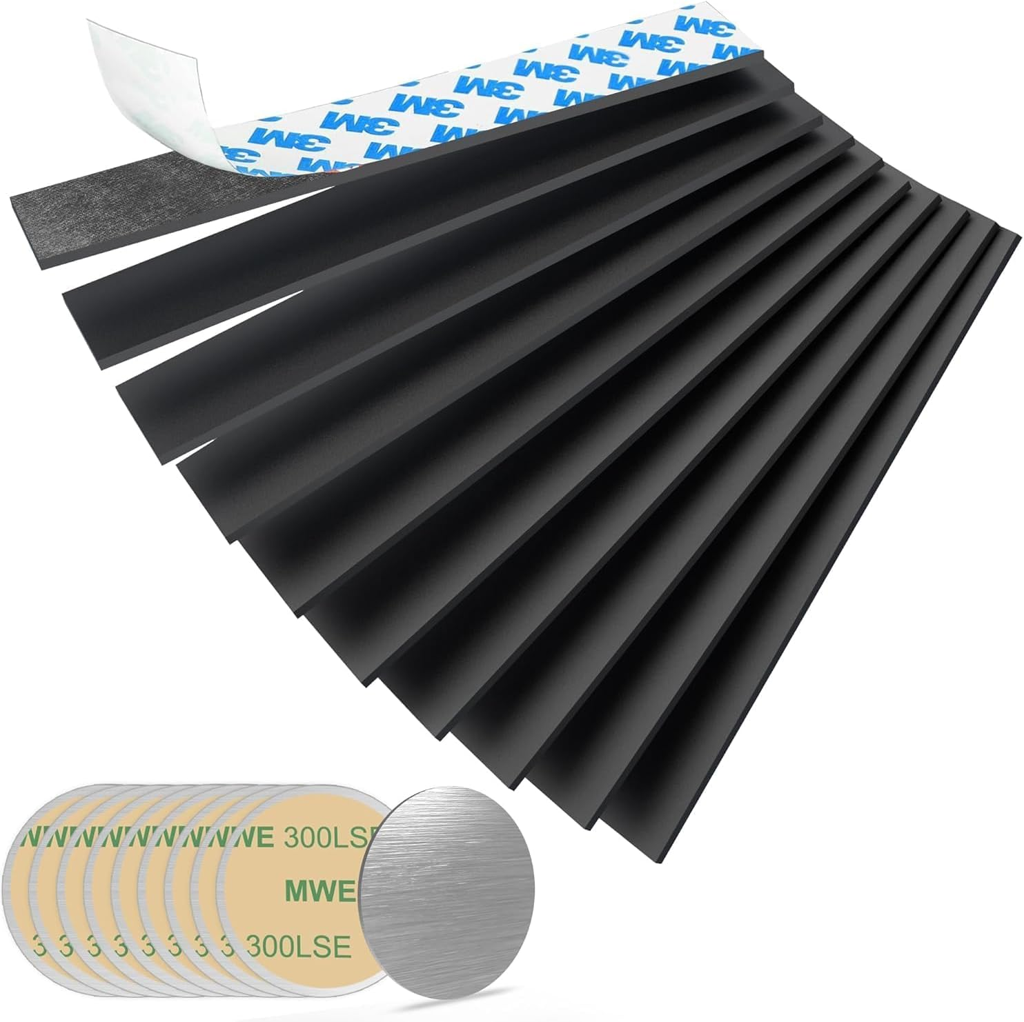 Magnetic Strips Adhesive Backing Magnet : Heavy Duty Sticky Magnet for DIY Projects - 10 Pack with Metal Plates - Cut to Shape - Strong Hold & Durable Ideal for Tool Racks (10Pcs) (6&times;1Inch &times;10Pcs) image number 1