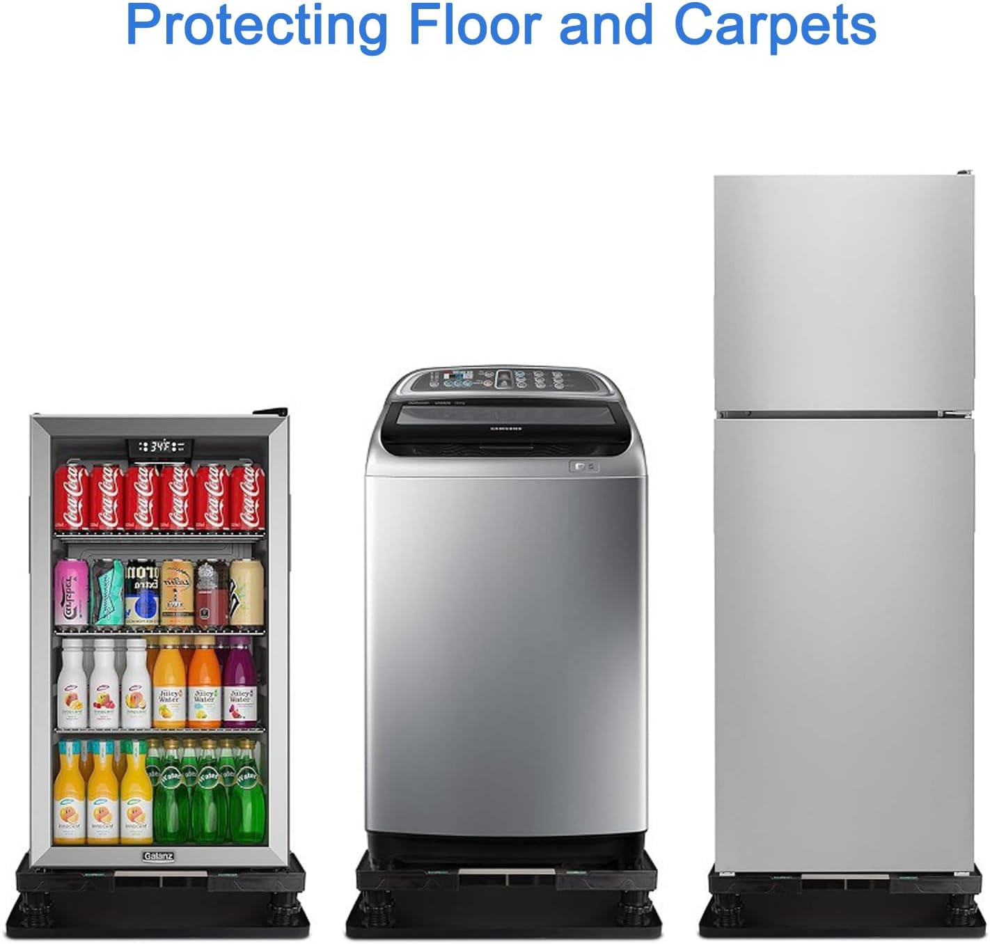 Silicone Fridge Mat with Raised Edges, 23.6"X23.6"X0.78" Mat for Refrigerator,Washing Machines, Refrigerators, Floor Protector Dryers Mat,Washing Machine Mat Mat for Dryer Mini Fridge (Black) image number 1