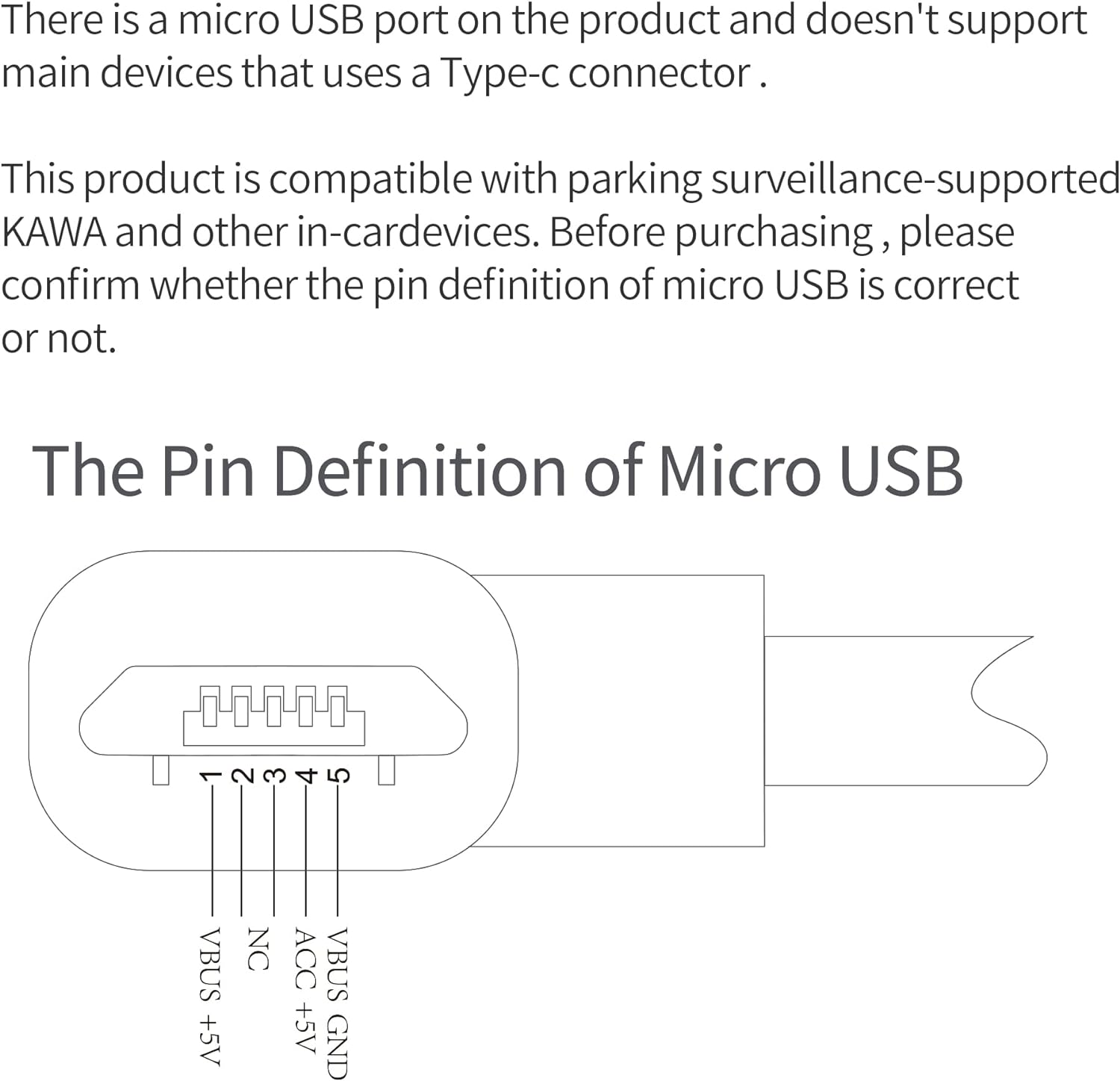 KAWA Dash Cam Hardwire Kit, Compatible with D6 / D5 Dash Cam, Micro USB Port 11Ft Hard Wire Kit, Converts 12V-24V to 5V, 24H Parking Monitor Mode, Low Voltage Protection(Not Adapt to D8 / D10 /MINI 3) image number 3
