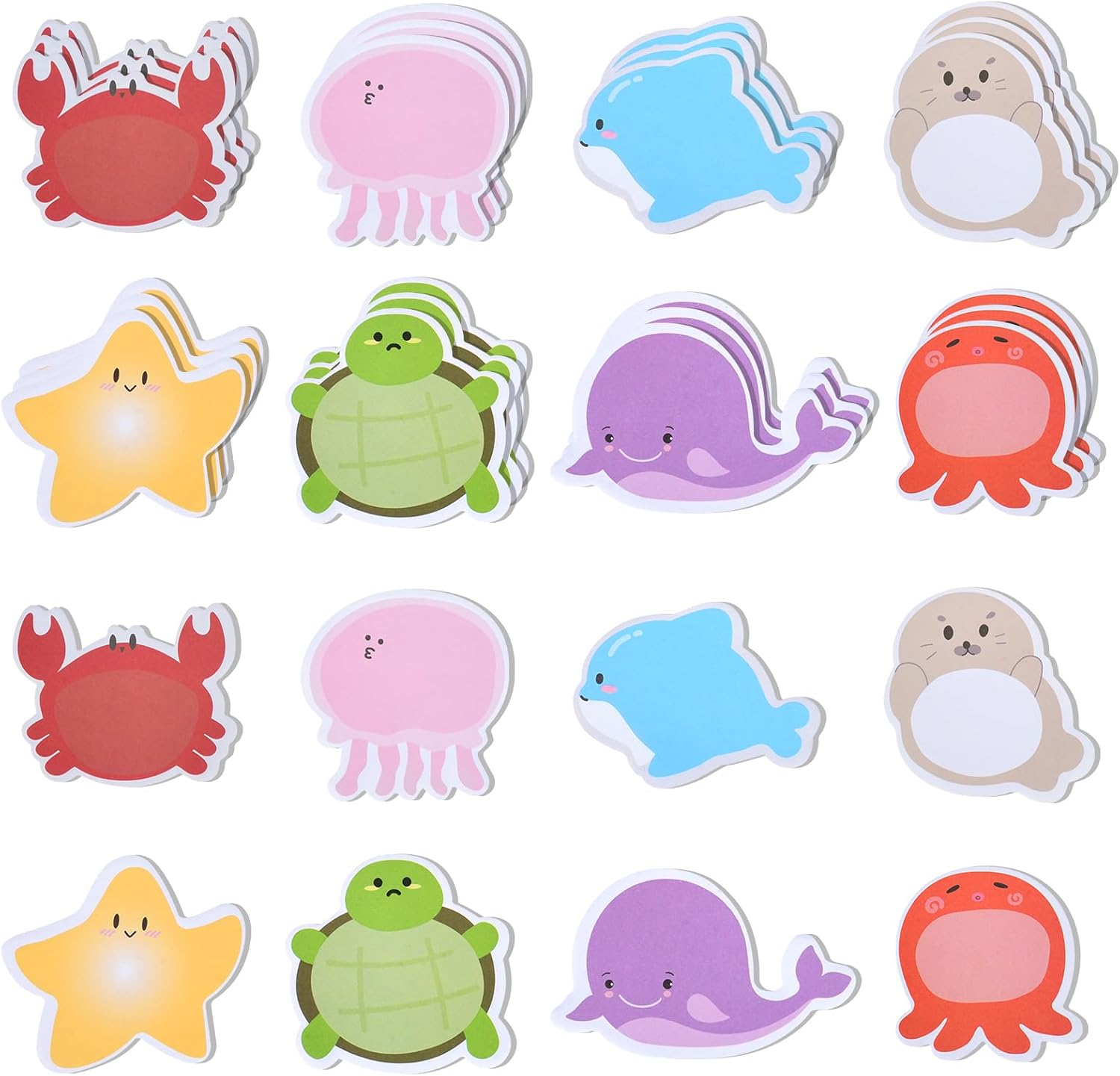 32 Pack Ocean Animal Sticky Notes, Total 640 Sheets 8 Styles Self-Stick Sea Animals Shaped Sticky Note Pads Bulk, under the Sea Removable Self Adhesive Memo Pad (32Pc Sea Animal) image number 6