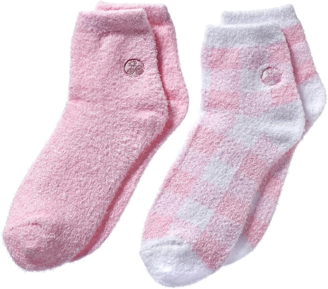 Earth Therapeutics Aloe Moisture Socks by , 2 Pack: Pink Plaid, Infused with Natural Aloe Vera & Vitamin E image number 2