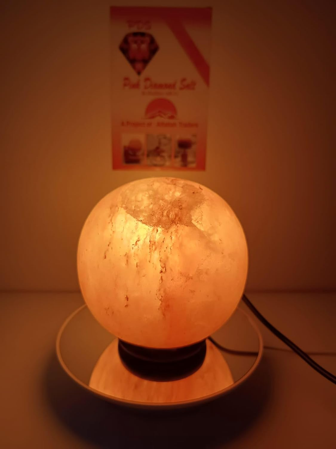 3.5-4 KG Himalayan Premium round Globe Salt Lamp 100% Authentic, Beautifully Hand Crafted round Globe Comes with Complete Electric Fitting image number 1