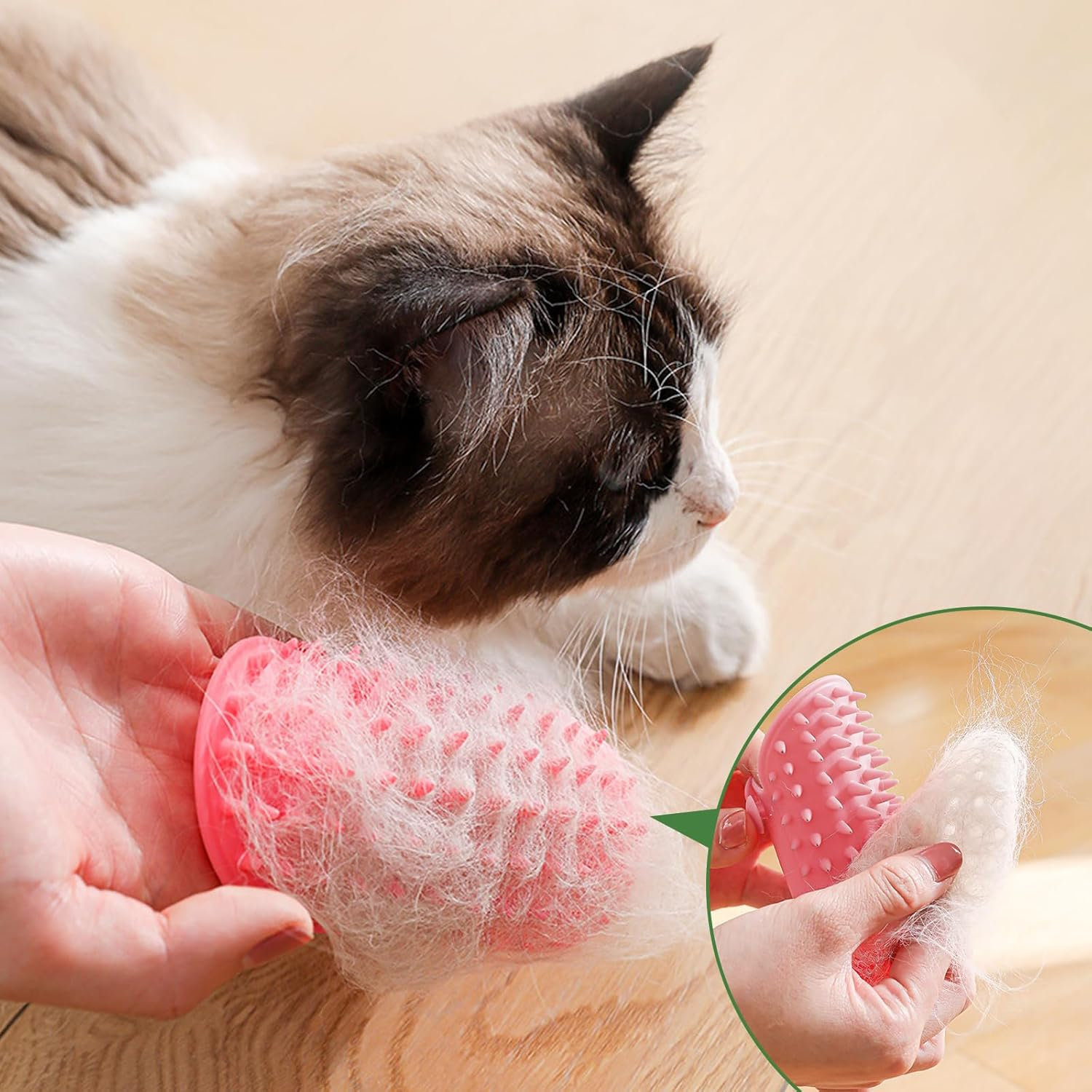 KASESSS 4 Pieces Pet Tickling Artifact, Silicone 2-In-1 Cat Self Groomer, Soft Tickling Comb Pet Brush, Adjustable Self Cleaning Cat Brush, Cat Corner Scratcher for Table Legs Climbing Frame