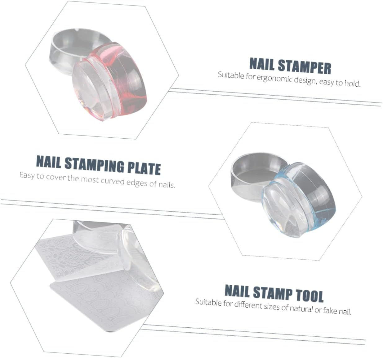 HAPINARY 3Sets Jelly Stamper for Nails Colors Scraper Nail Art Printing Stampers for Diy Art image number 4