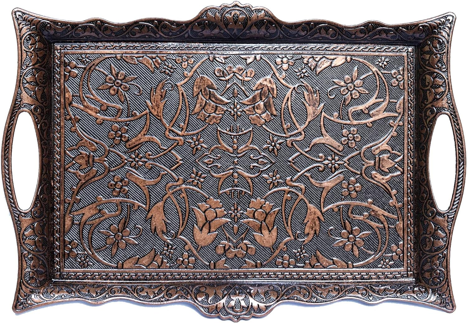 Alisveristime Turkish Ottoman Coffee Tea Beverage Serving Square Tray (Copper) image number 3
