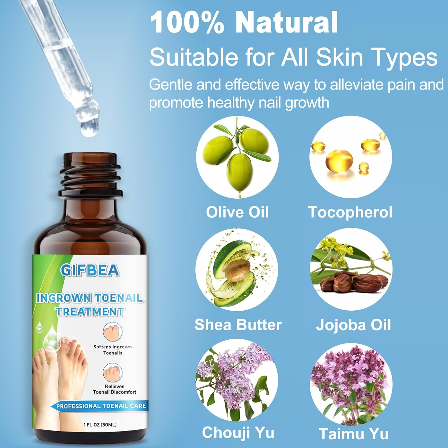 Ingrown Toenail Treatment W/Ingrown Toenail Drops Reliever & Softener,Double Sided Pedicure Nail Lifter Tool for Easy Trimming Care Thick Nail & Ingrown Toe Nail,Toenail Cleaner Kit for Men Women image number 5