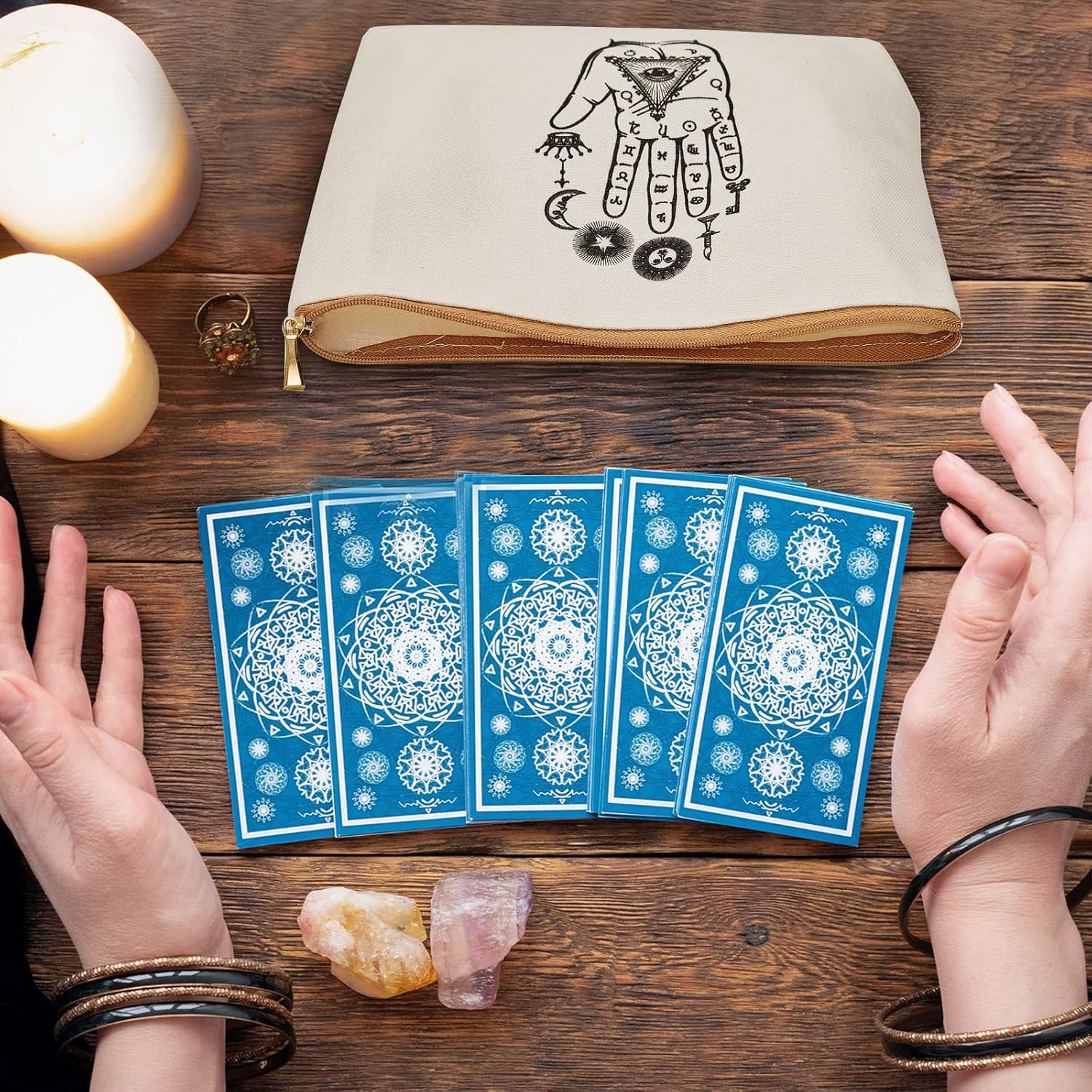 9 Pieces Moon Witch Zipper Pouch Bag Tarot Cards Phase Bag Witch Purse Gothic Aesthetic Canvas Makeup Bags Witchy Crystals Toiletry Bags Witchcraft Snake Cosmetic Bags for Women Girls, Black