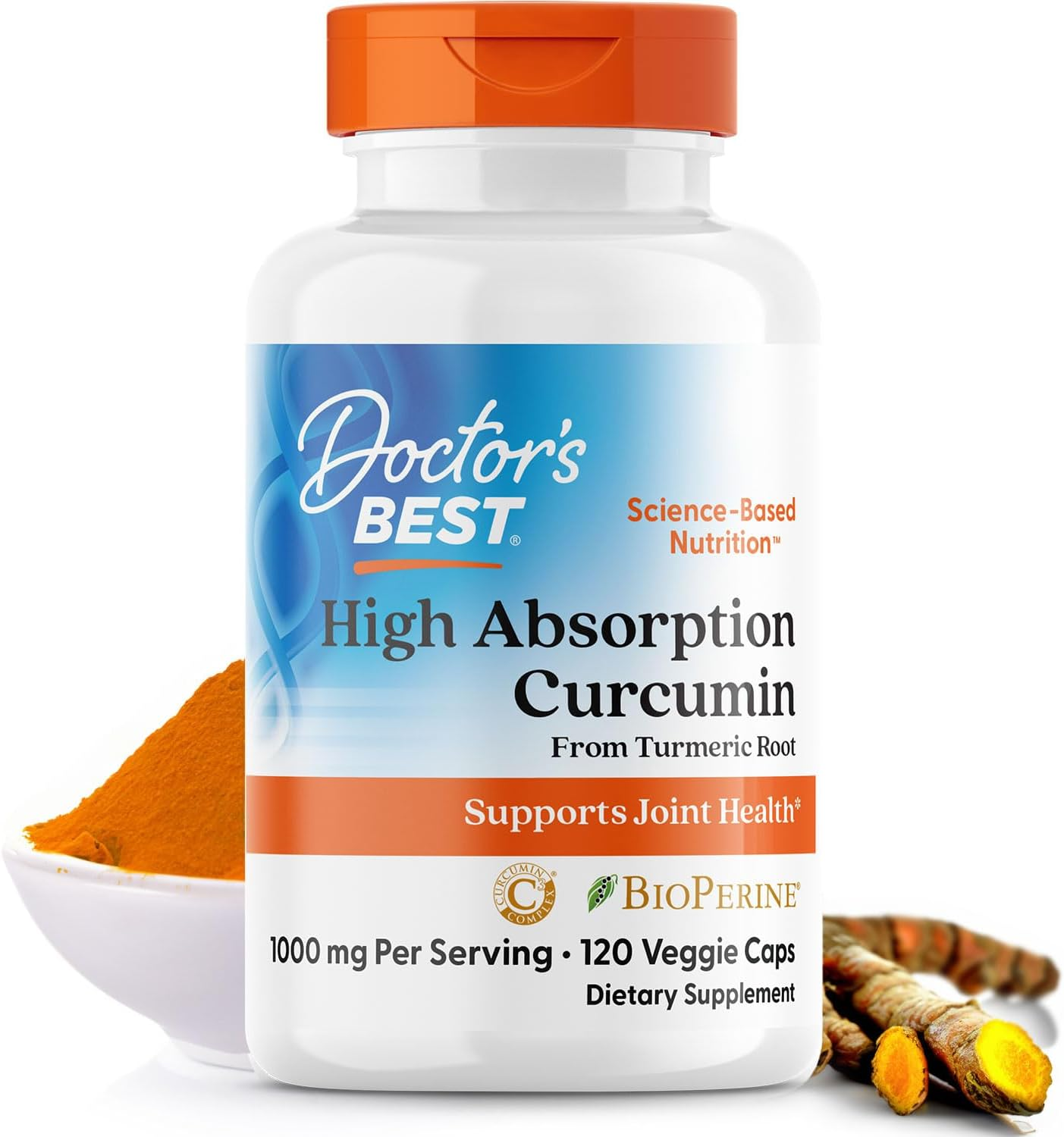 Doctor'S Best Curcumin from Turmeric Root, Non-Gmo, Gluten Free, Soy Free, Joint Support, 500Mg Caps with C3 Complex & Bioperine, 120 Veggie Caps image number 6