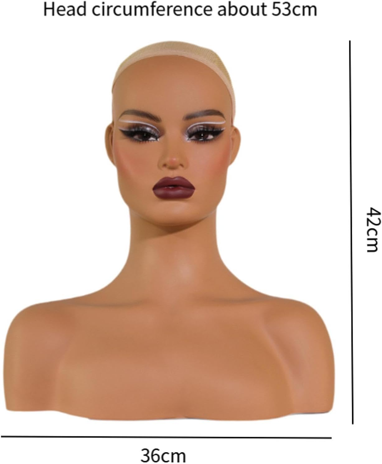 Eigell Realistic Female Mannequin Head with Shoulder Wig Head Display Manikin Head Bust for Wig,Makeup,Beauty Accessories image number 1