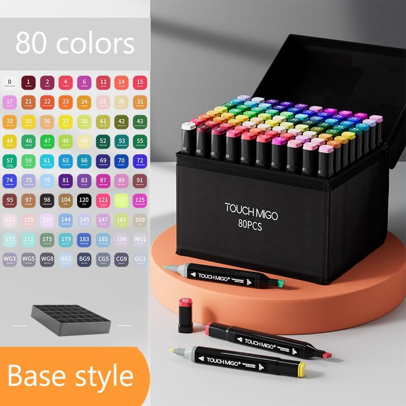 Jeyssui 80 Colors Alcohol Markers, Art Drawing Markers Set for Adults Dual Tip Permanent Sketch Markers,For Painting Sketching,Adult