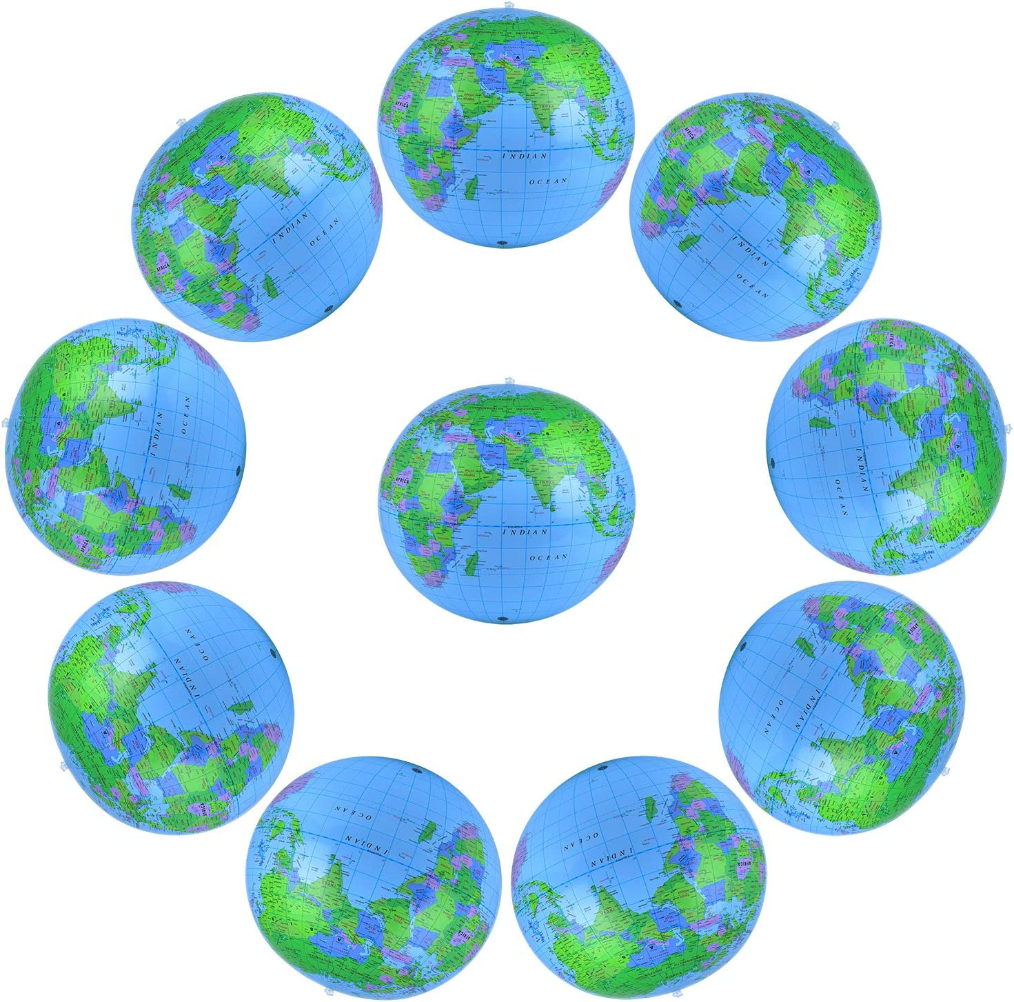 Coopay 10 Pack Inflatable Globe PVC World Globe Inflatable Earth Beach Ball for Beach Playing or Teaching image number 3