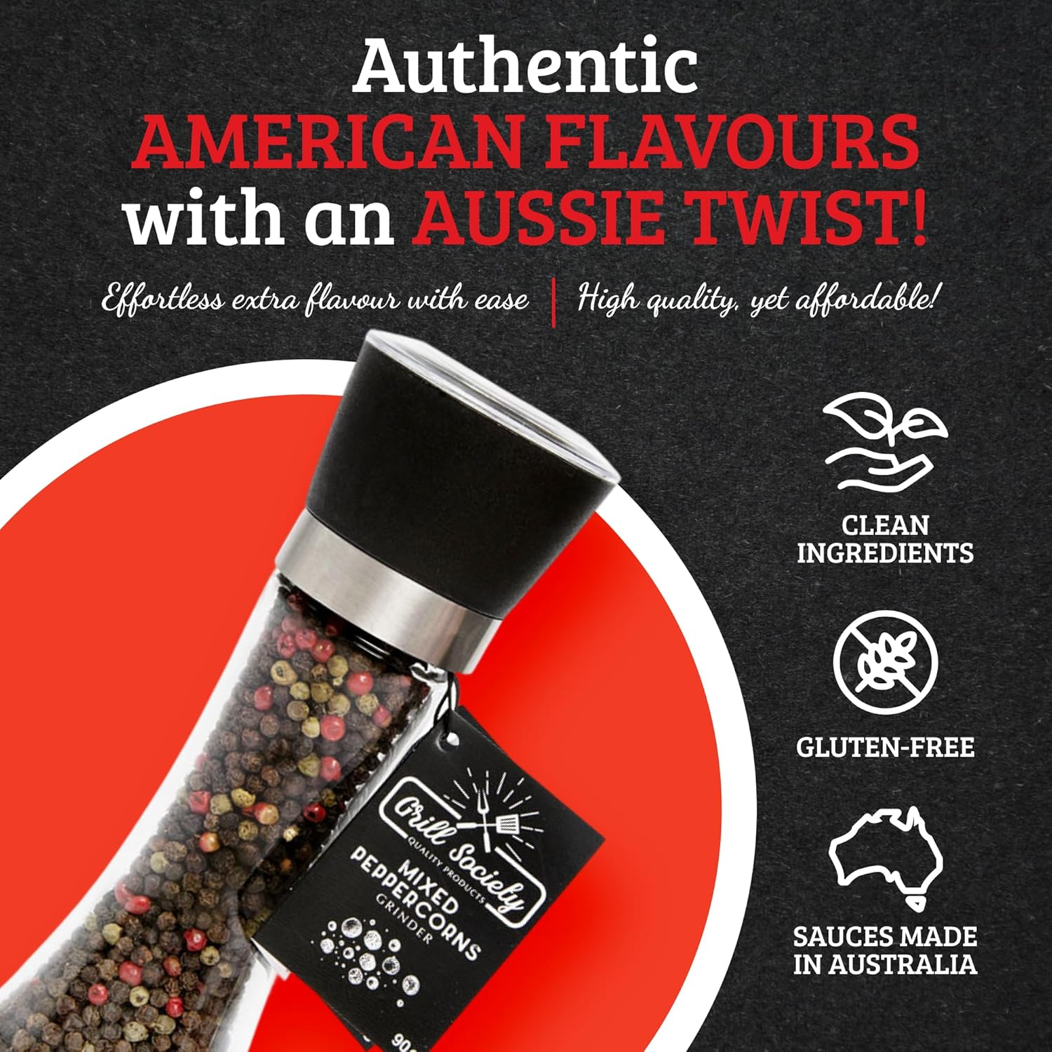 Grill Society Mixed Peppercorns Grinder, 90G - Whole Mixed Peppercorns Spice Grinder with Bold Flavour, Adjustable Pepper Grinder for Cooking, BBQ, Steak, Salads and Everyday Use image number 3