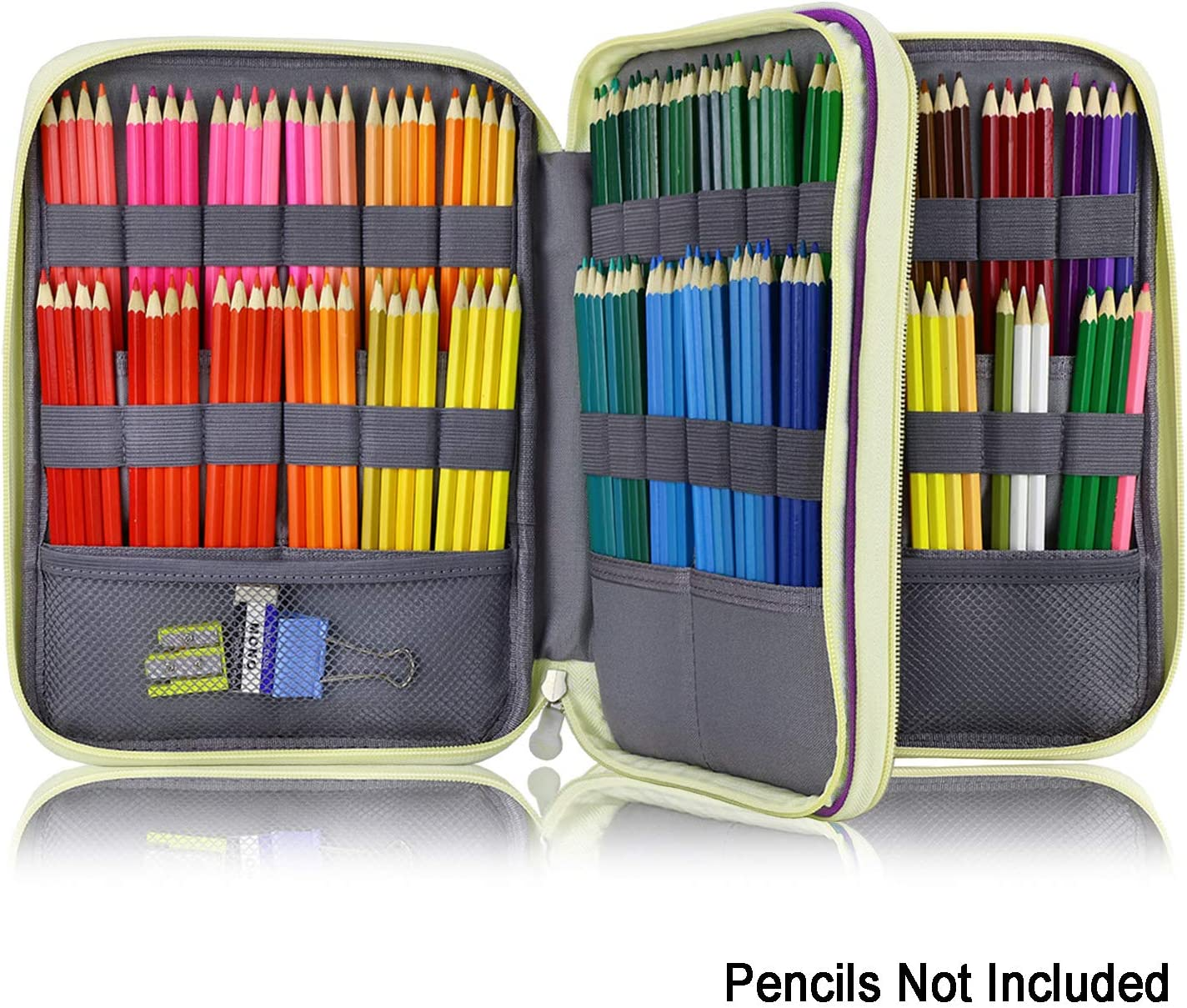 YOUSHARES Student Gel Pens&Markers Case Large Capacity Pencil Holder Pen Organizer Bag with Zipper for Prismacolor Watercolor Coloring Pencils ,192 Slots Colored Pencil Case (Purple) image number 4