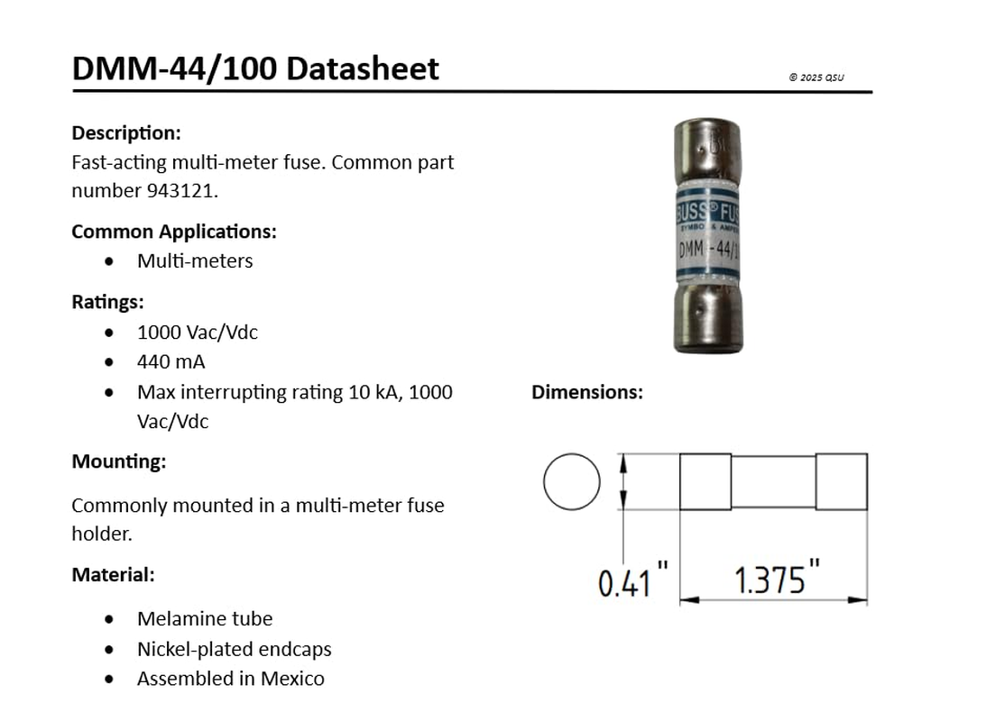 Kosiy DMM-44/100 Multi-Meter Fuse 440Ma 1000V Fluke 943121 (5 Pack) image number 6