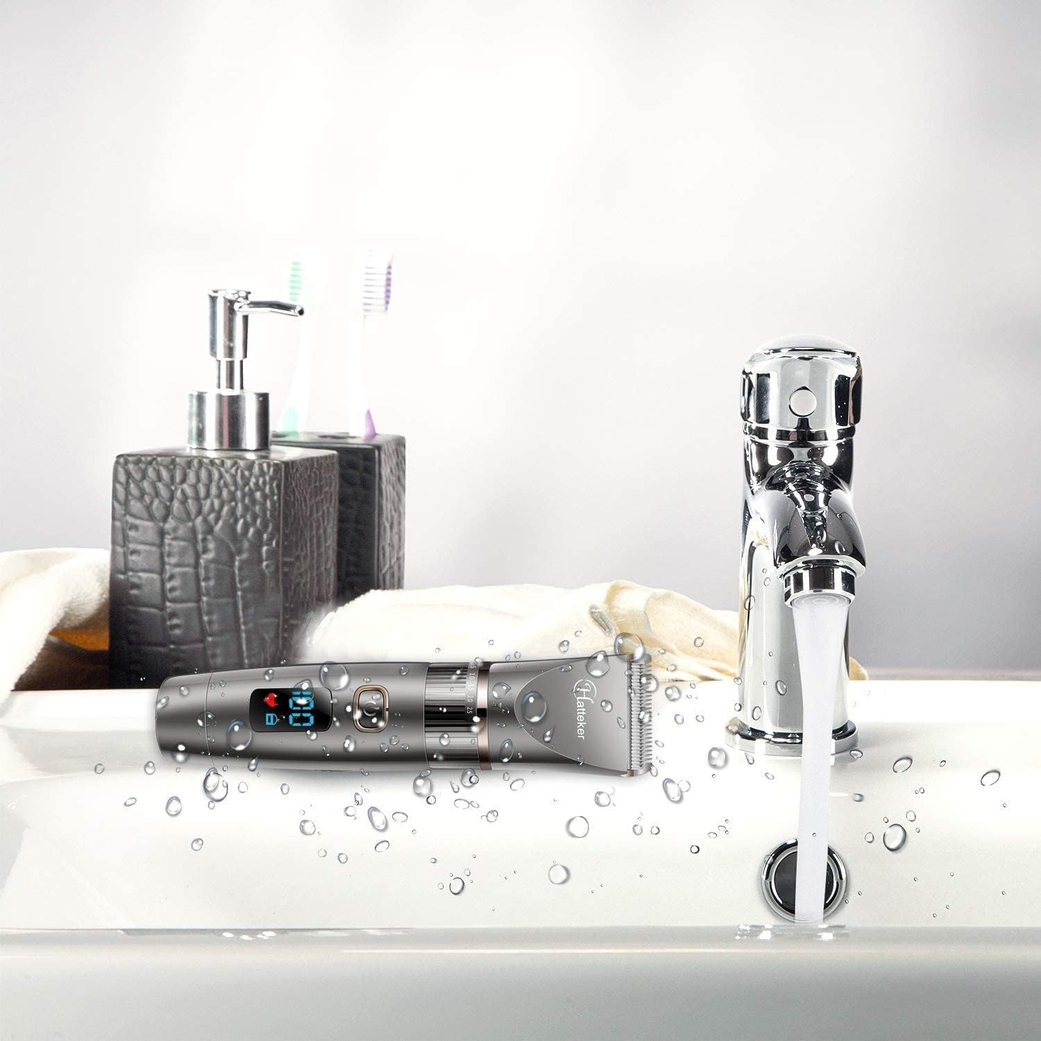 Hatteker Beard Trimmer for Men Professional Hair Clipper Hair Trimmer Shaver Haircut Detail Trimmer Hair Cutting Kit for Men Cordless Waterproof image number 4