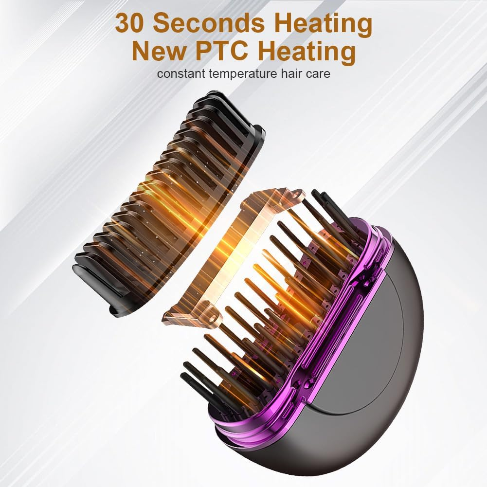 Alaoo Wireless Hair Straightening Brush, Mini Hair Straightener for Soft, Thinning, Thick and Curly Hair Types image number 4