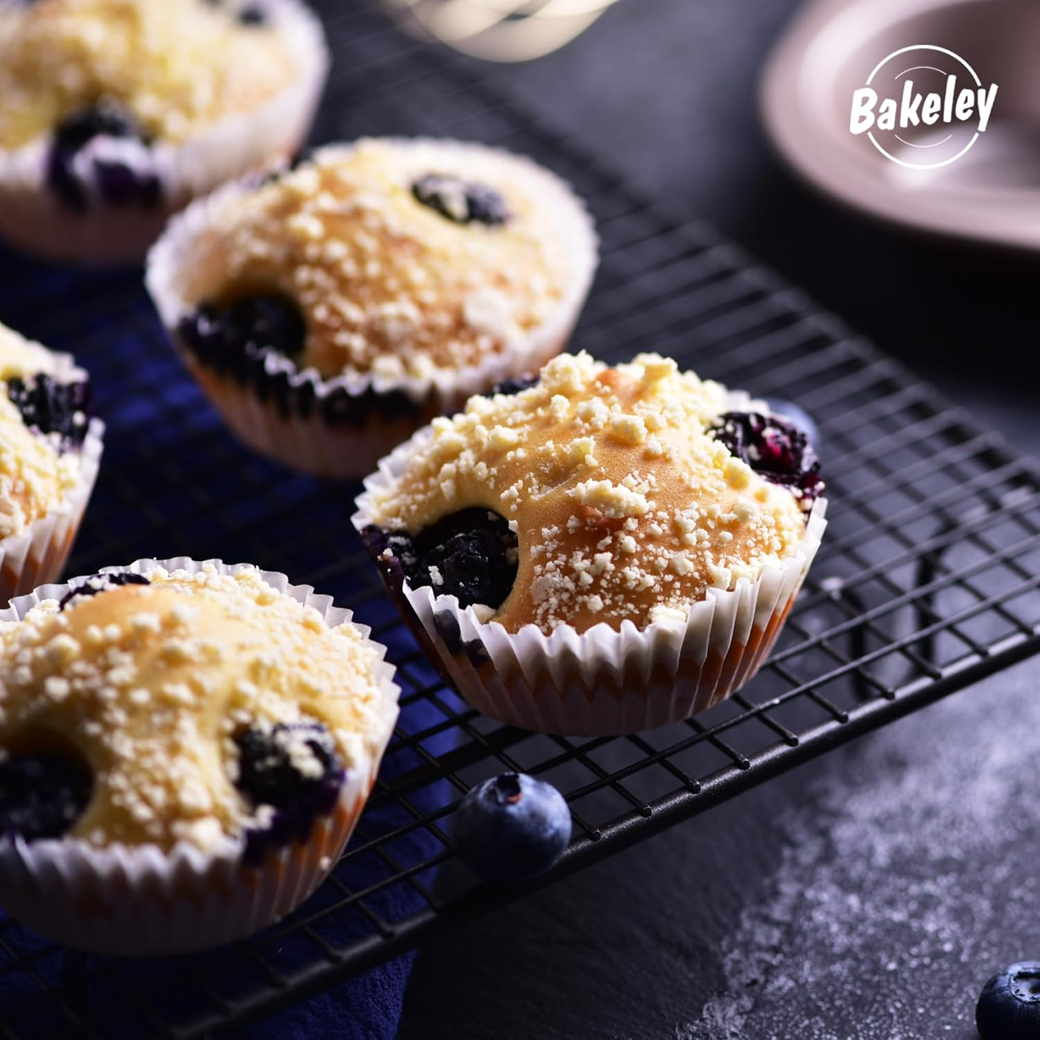 Bakeley Muffin Cake Pan, 6-Cavity Non-Stick Cupcake Pan Bakeware for Oven Baking (Champagne Gold)