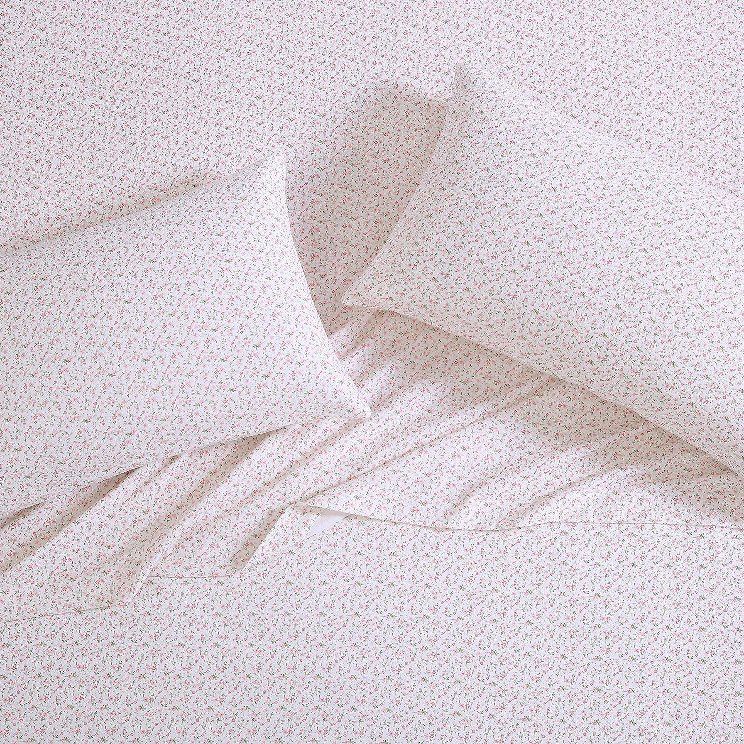Laura Ashley Evie Flannelette Sheet Set, Soft Pink, Single