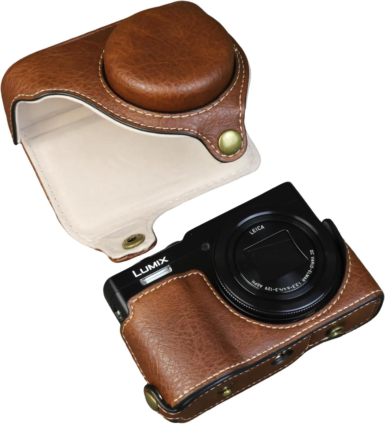 Aisnyho Camera Case for Panasonic Lumix DC-TZ99,PU Leather Protective Cover Detachable Carrying Case Bag with Adjustable Shoulder Strap, Black, PU Protective Case