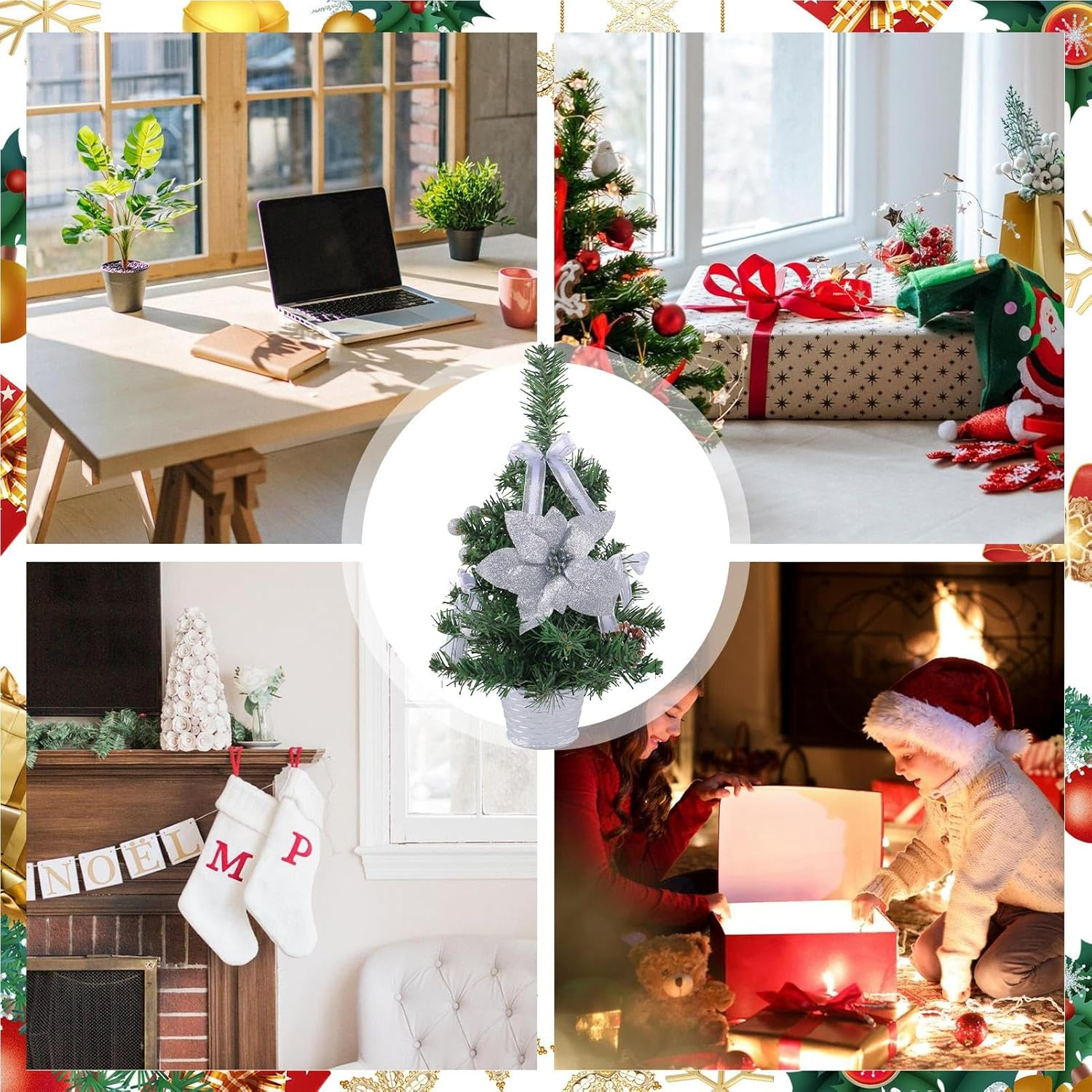 Tabletop Christmas Tree - Small Pine Tree Decorations - Table Small Christmas Tree with Christmas Ornaments for Window, Door, Shelf image number 3