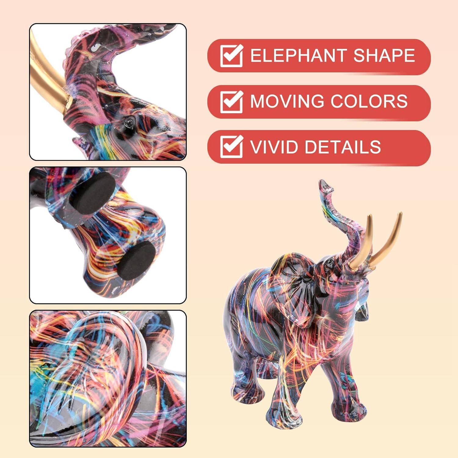 Pvcqjkd Nordic Painting Graffiti Elephant Sculpture Figurine Colorful Art Elephant Statue Resin Animal Statue Decor C image number 2