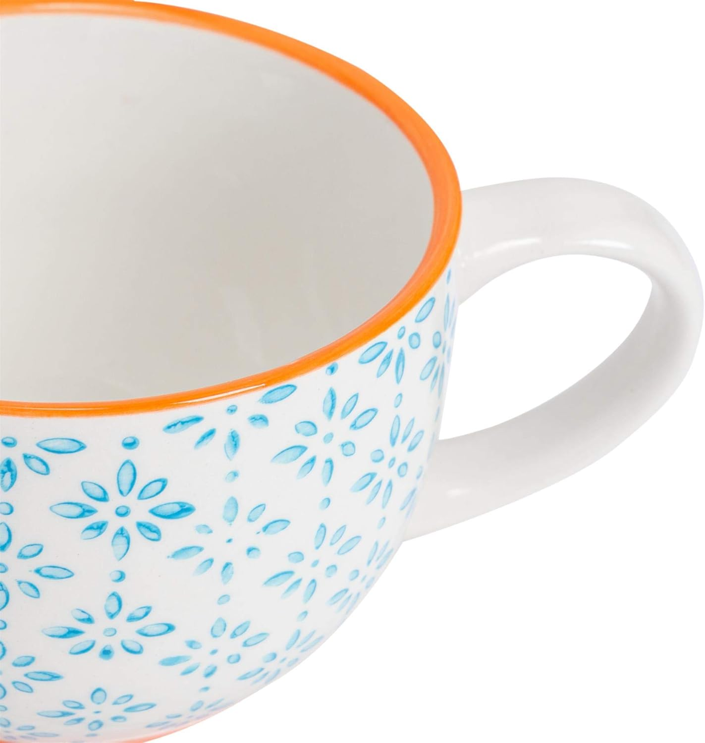 Nicola Spring Cappuccino Cups Set - 250Ml - Pack of 6-3 Coloured Hand Printed Tea Cup Coffee Cappuccino Mugs Latte Drinking Mug Tea Saucer Plates for Breakfast, Lunch, Brunch image number 3