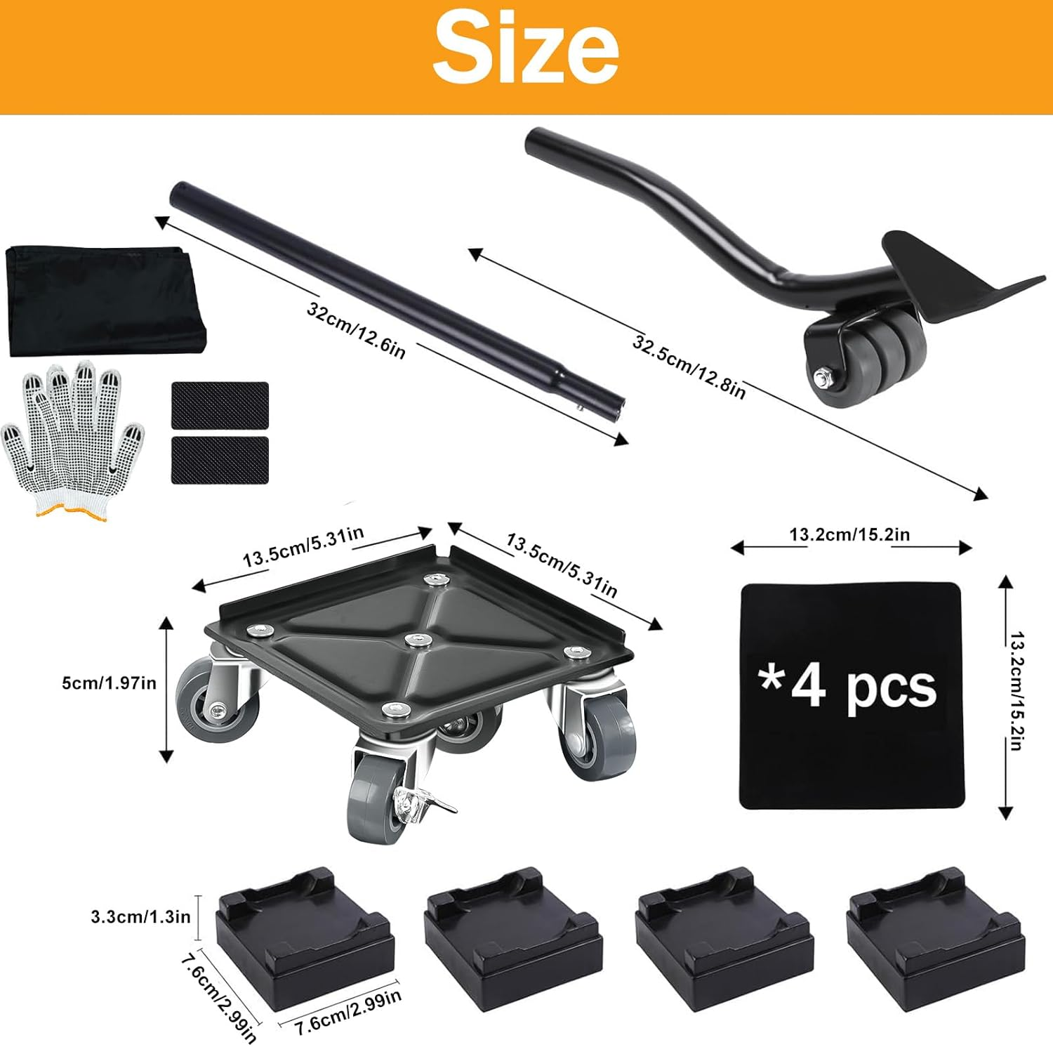 Heavy Duty Furniture Movers with 5 Wheels & Lifter Set, 1400Kg Load Capacity Furniture Mover with 360&deg; Rotation Wheels, Lock Dollies Furniture Lifter Set for Heavy Furniture Refrigerator Sofa Cabinet image number 6