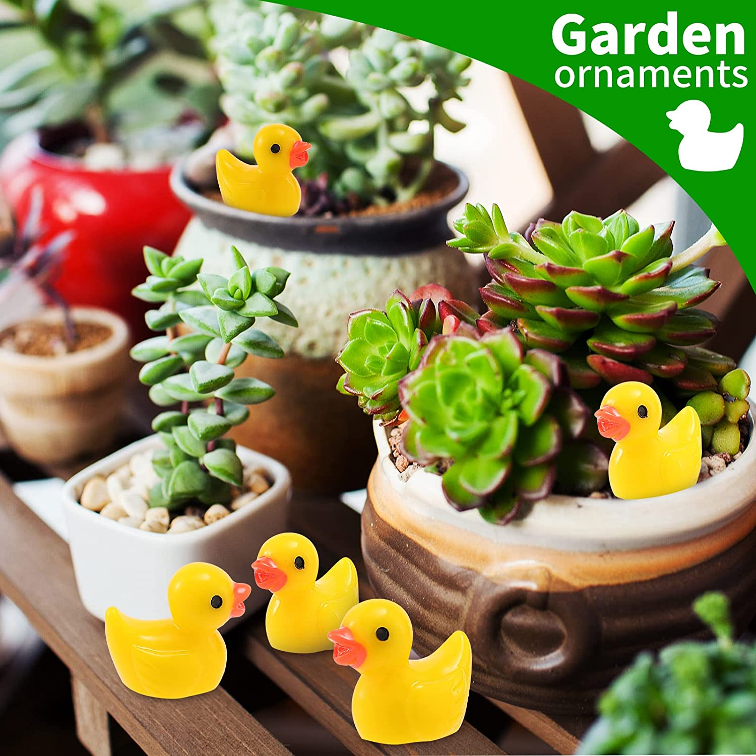 100 Pcs Mini Resin Ducks Bulk Tiny Set for Potted Miniature Decoration Garden Dollhouse Cake DIY Slime Kit Craft Charms Party Toys Yellow image number 3