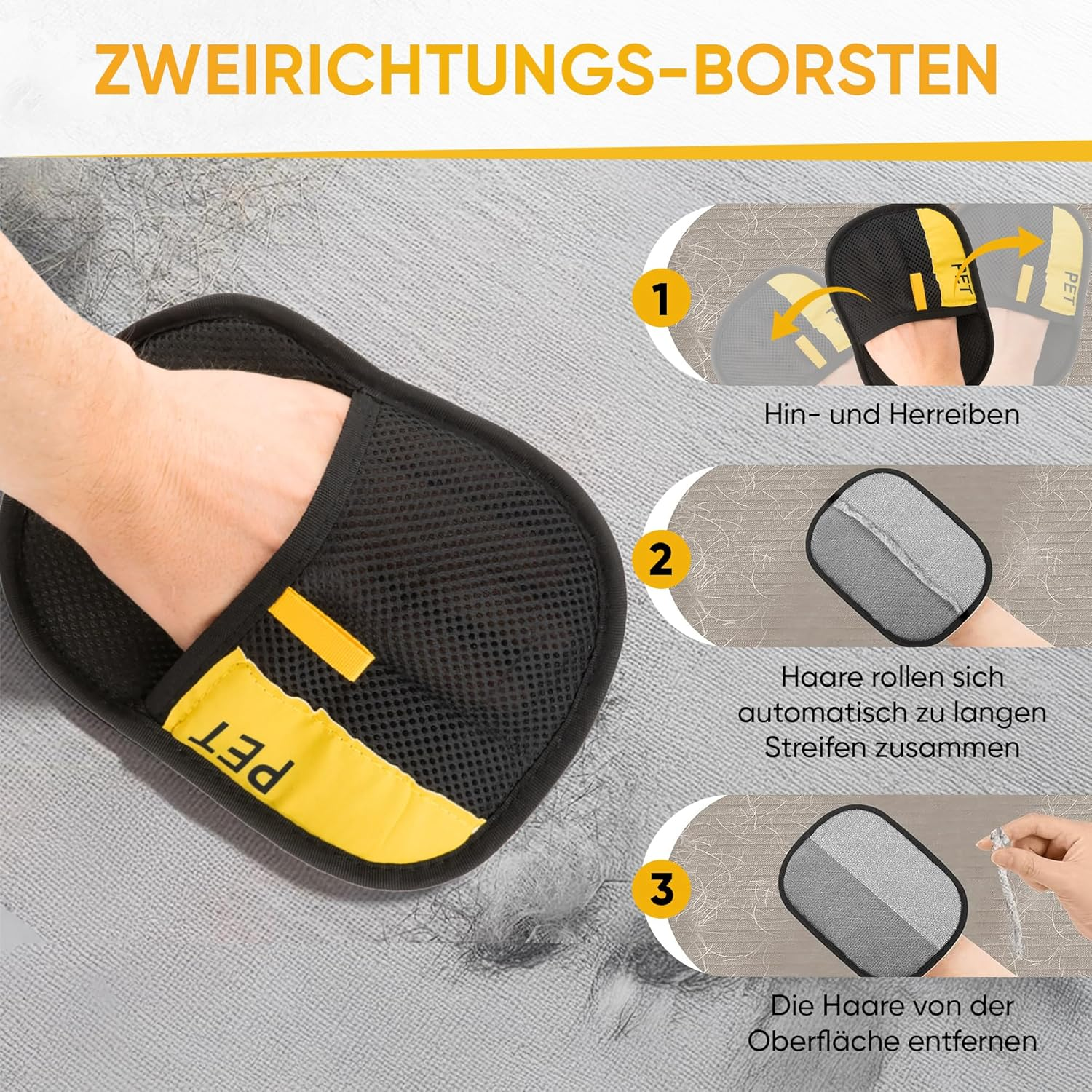 Pet Hair Removal Glove - Reusable Hair Remover for Cats & Dogs - Electrostatic Grooming Glove for Clothes, Sofa & Car image number 1