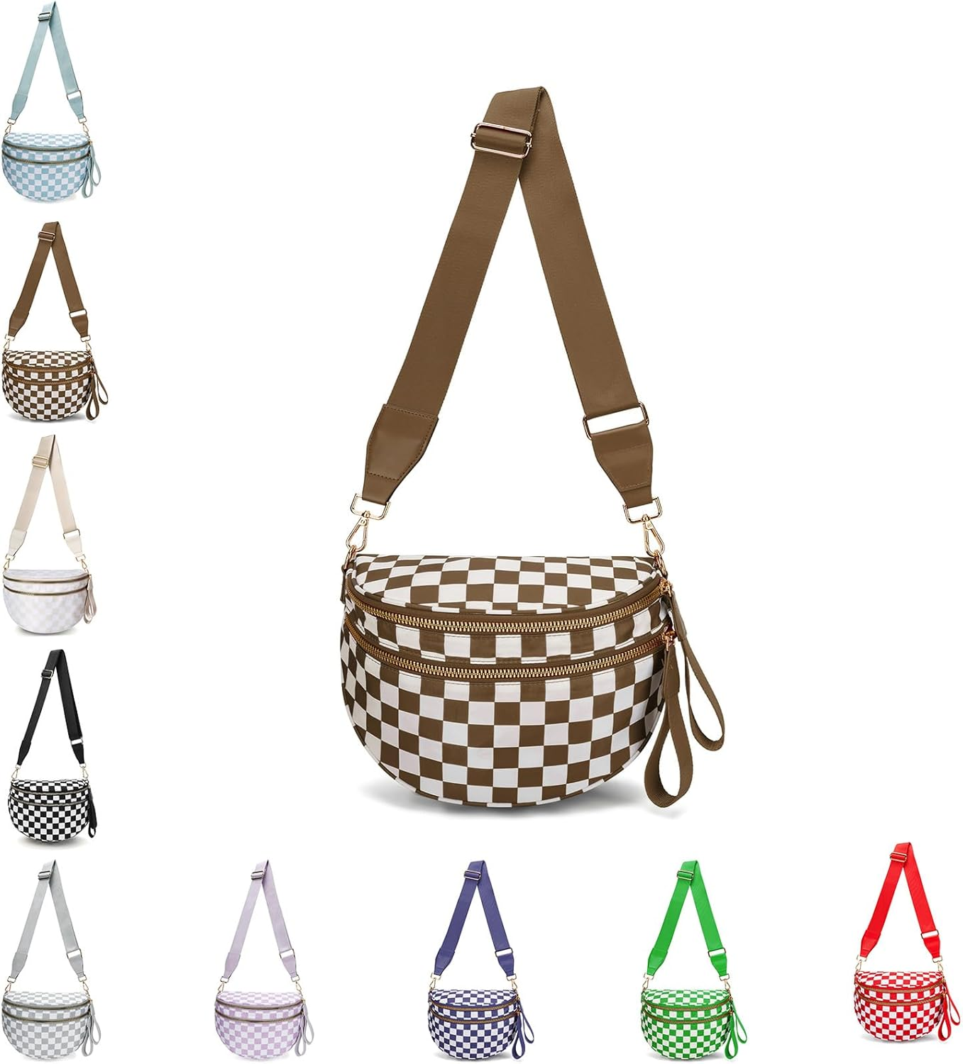 Emmafy Crossbody Bag for Women, Nylon Crossbodys Bags for Women, Fashion Checkered Weaved Crossbody Bag, for Daily Travel