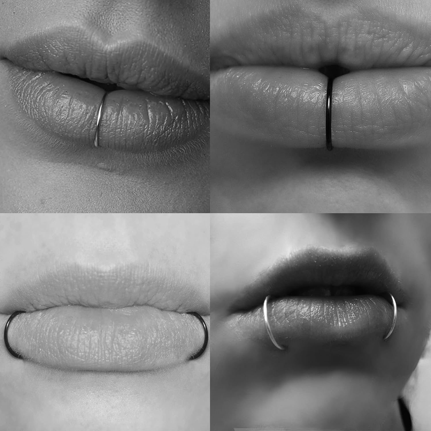 QWALIT Fake Lip Piercing Fake Lip Ring Fake Nose Ring Fake Snake Bites Fake Nose Piercing Faux Lip Rings Fake Snake Bite Piercing Clip Lip Ring Ear Cuff Earrings image number 4