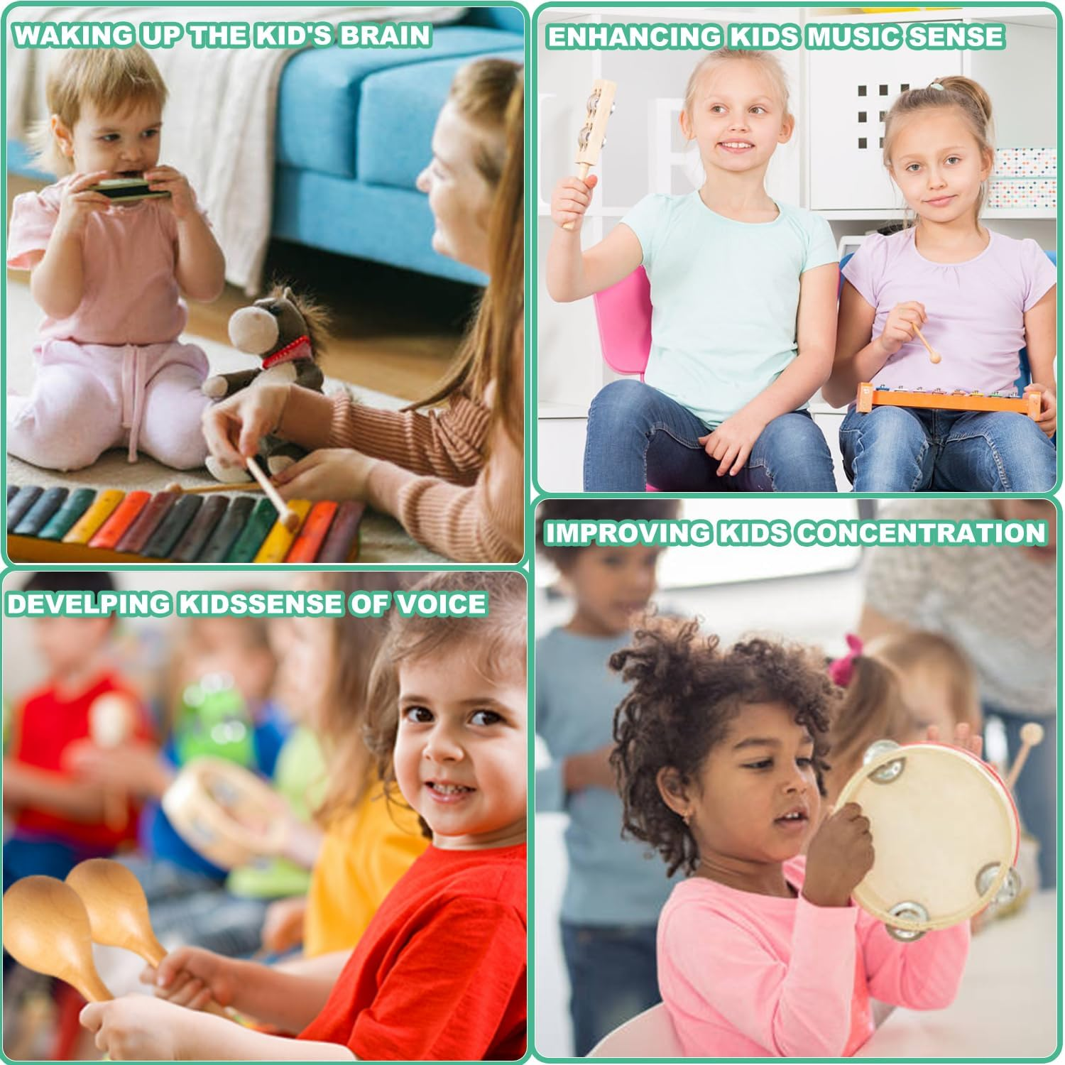 Toddler Musical Instruments International Natural Wooden Percussion Instruments Toy for Kids Preschool Educational, Musical Toys Set for Boys and Girls with Storage Bag image number 3