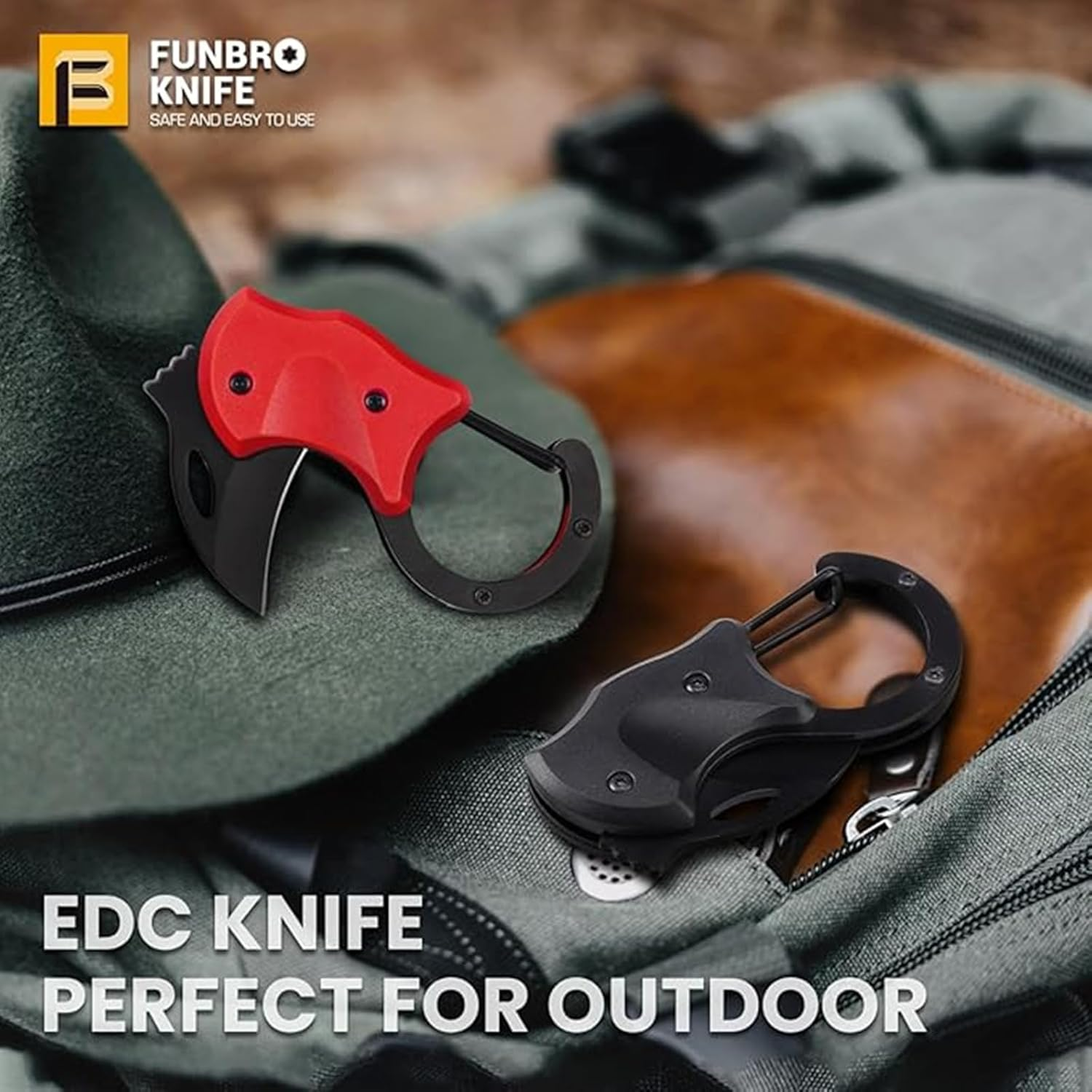 Small Pocket Knife for Men Women, Carabiner Mini Keychain Knife, Box Cutter, Folding Knives for Indoors Outdoors, Gifts Stocking Stuffers for Him and Her(Red) image number 6