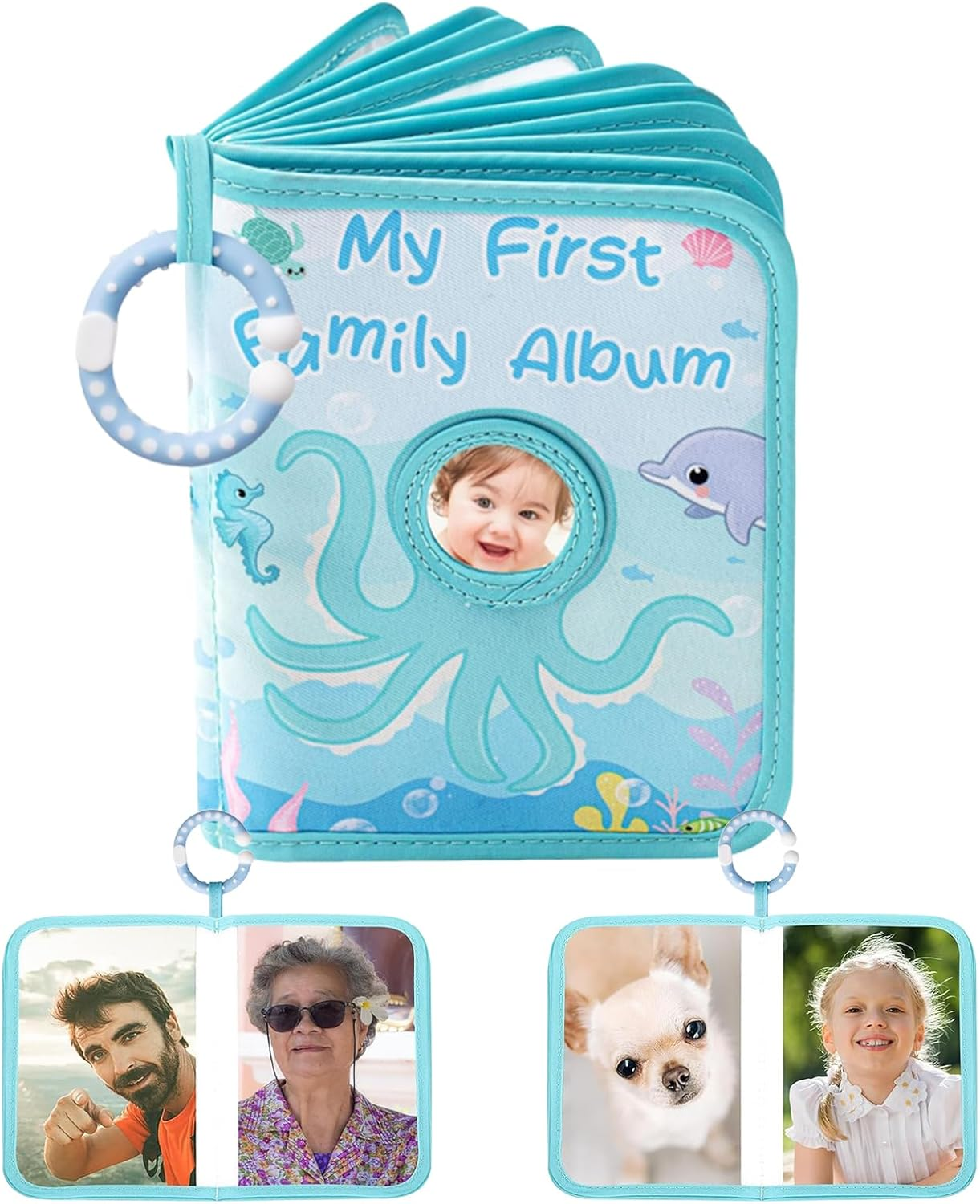 Baby Photo Album | First Family Memory Book - Octopus-Themed Soft Cloth Holds 4X6Inch Photos Album for Home Girl Parents Boy Grandparents Kids image number 3