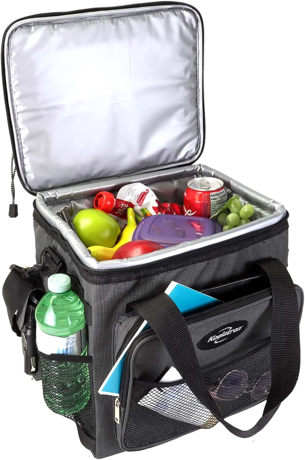 Koolatron 12V Electric Cool Bag,Thermoelectric Soft Cooler Bag,12 Volt DC Connection,Foldable Storage, Plug in Iceless Portable Picnic Bag, for Work Travel Vehicle Car, Truck, Gray/Black image number 1