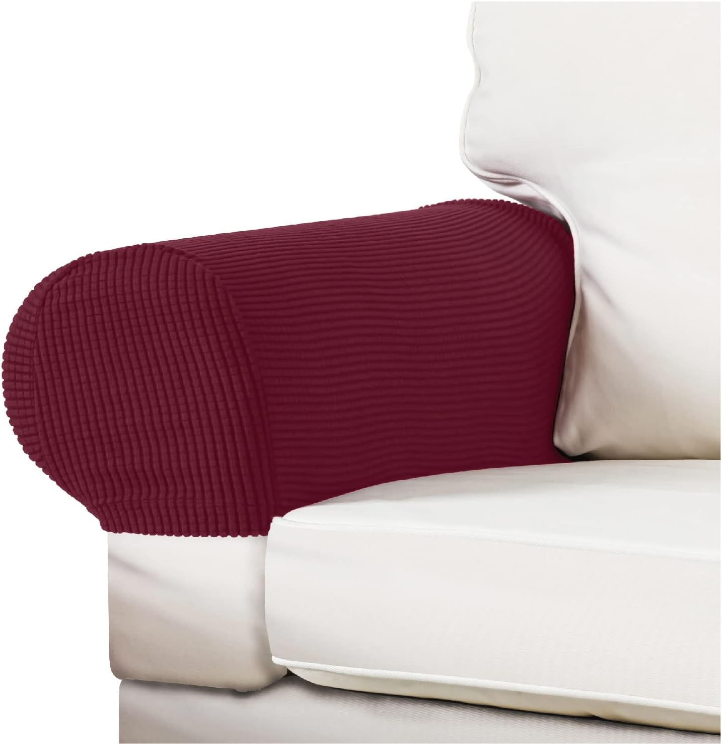 Couch Arm Covers for Chairs Stretch Armchair Cover Polyester Office Chair Armrest Covers for Sofa, Anti-Stain Arm Chair Slipcover Washable Chair Arm Covers Protectors - Black - Pack of 2