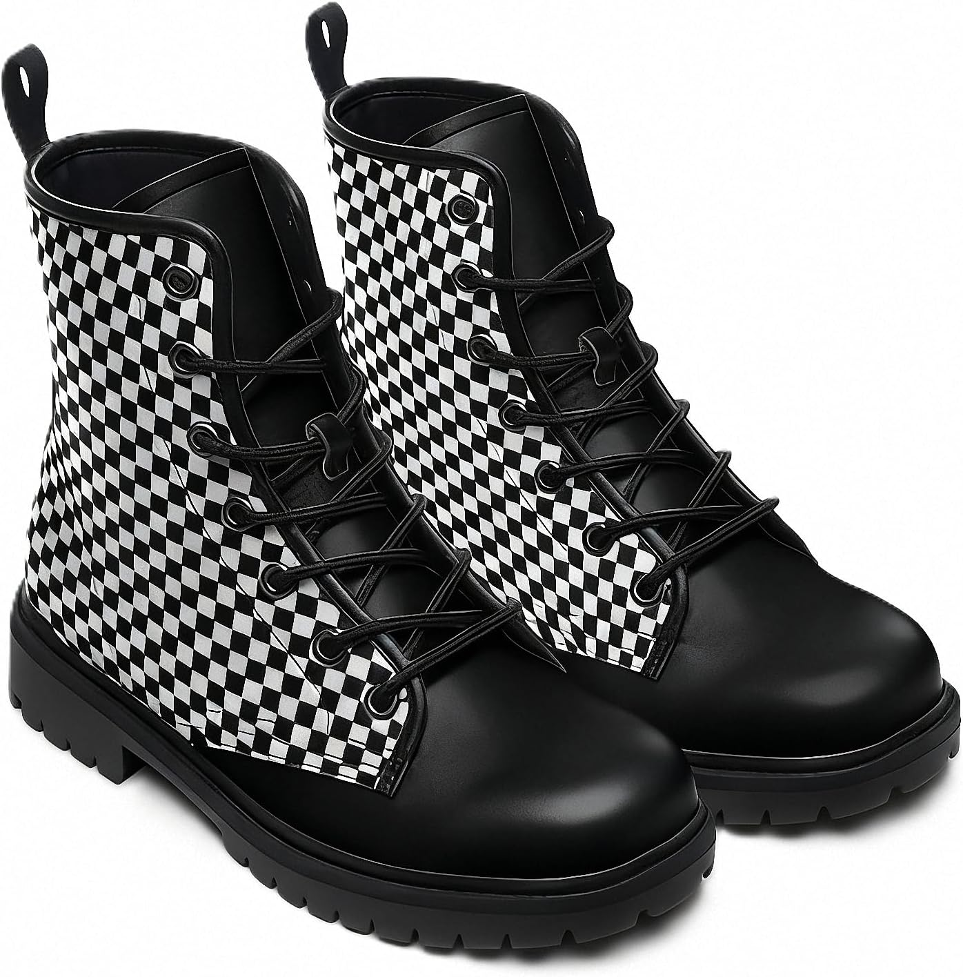 Women'S Ankle Booties with Gradient Color-Blocked Solid-Colored Floral Print Stylish Gothic Combat Boots Platform Lace-Up Leather Boots Travel Halloween Christmas Party