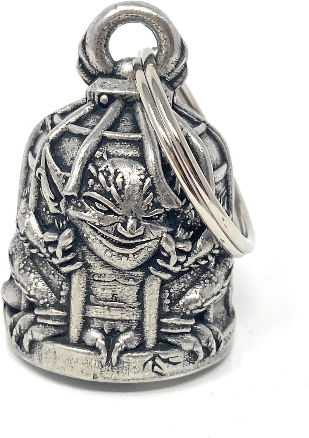 Caged Gremlin Motorcycle Biker Bell Accessory or Key Chain for Luck, Small, Pewter, No Gemstone image number 5