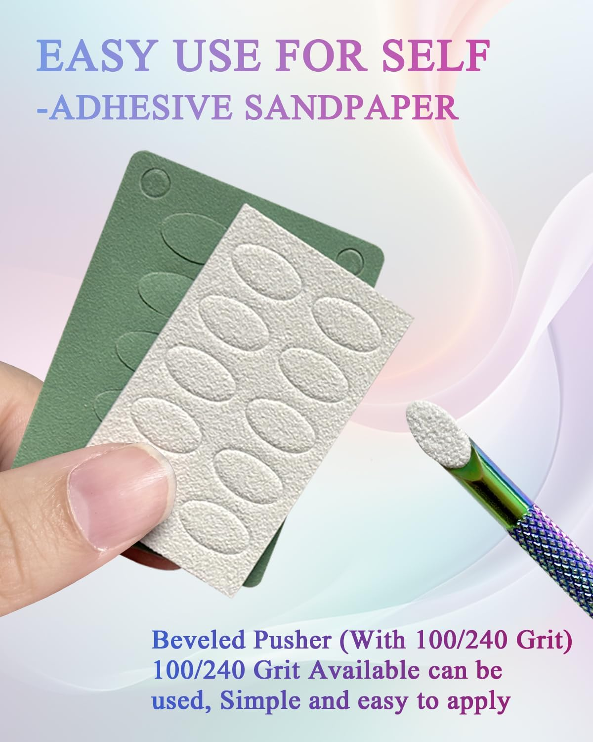 Dual Ended Cuticle Remover, Pre-Treatment Cuticle Pusher with Loop Cuticle Pusher Removing, Stainless Steel Cuticle Nail Tool with 100#/240# Grit Nail Files and 1P Storage Bags, for Salon & Home Use image number 6