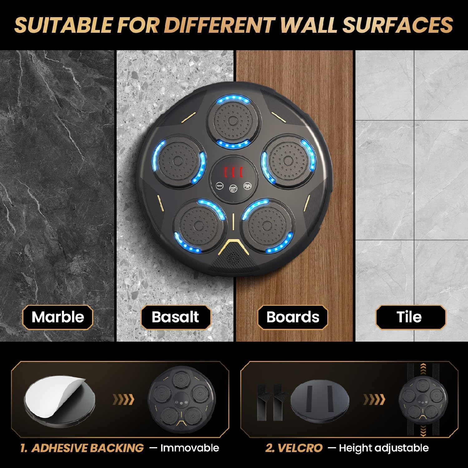 New Music Boxing Machine, Wall-Mounted Smart Bluetooth Punch Trainer, 9 Adjustable Modes & LED Speed Display, for Home, Indoor and Gym, Electronic Punching Equipment image number 3